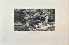 Environs de Chateau Gontier - Etching by Tancrède Abraham - 1870s