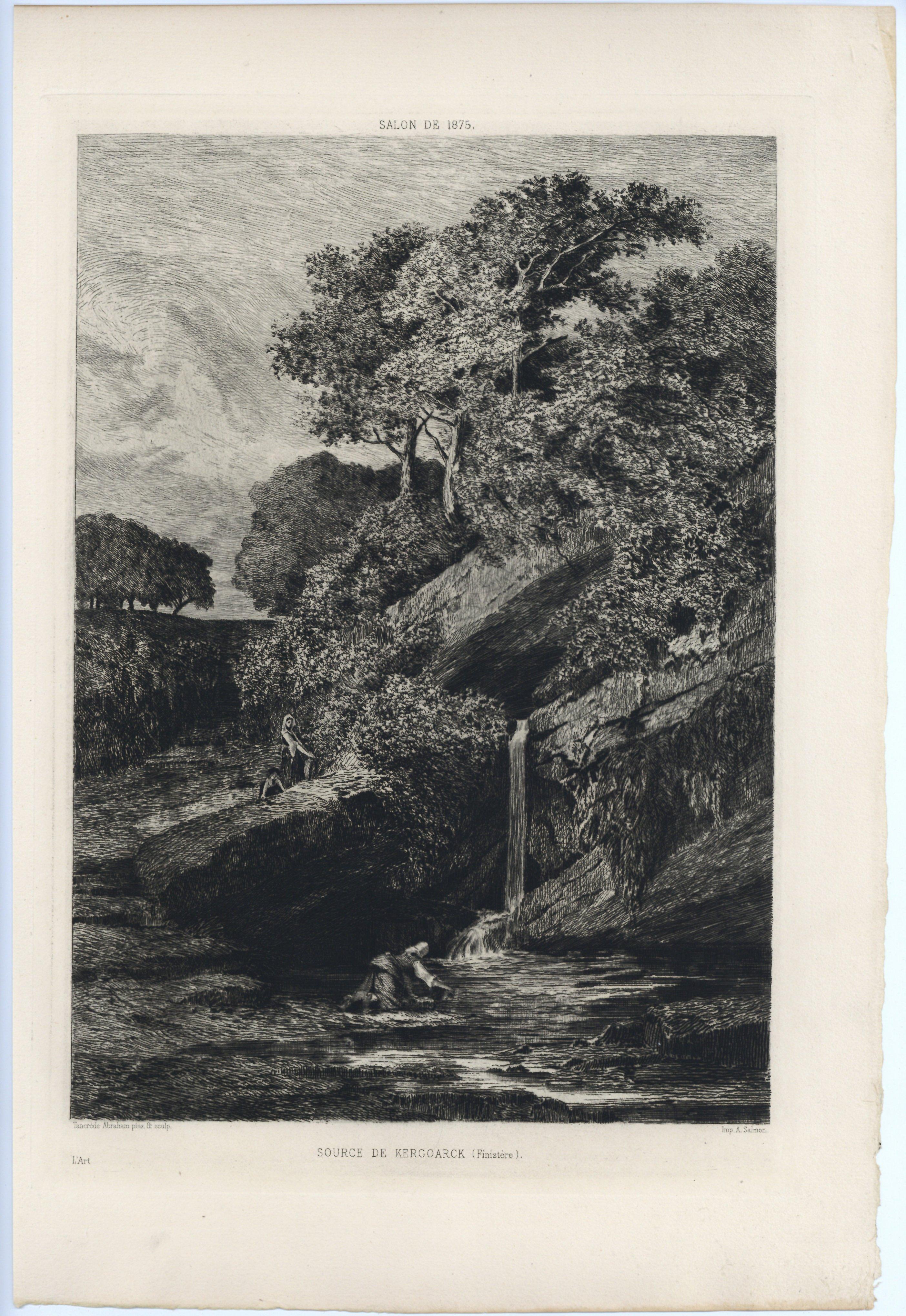 "Source de Kergoarck" acquaforte originale - Print di Tancrède Abraham