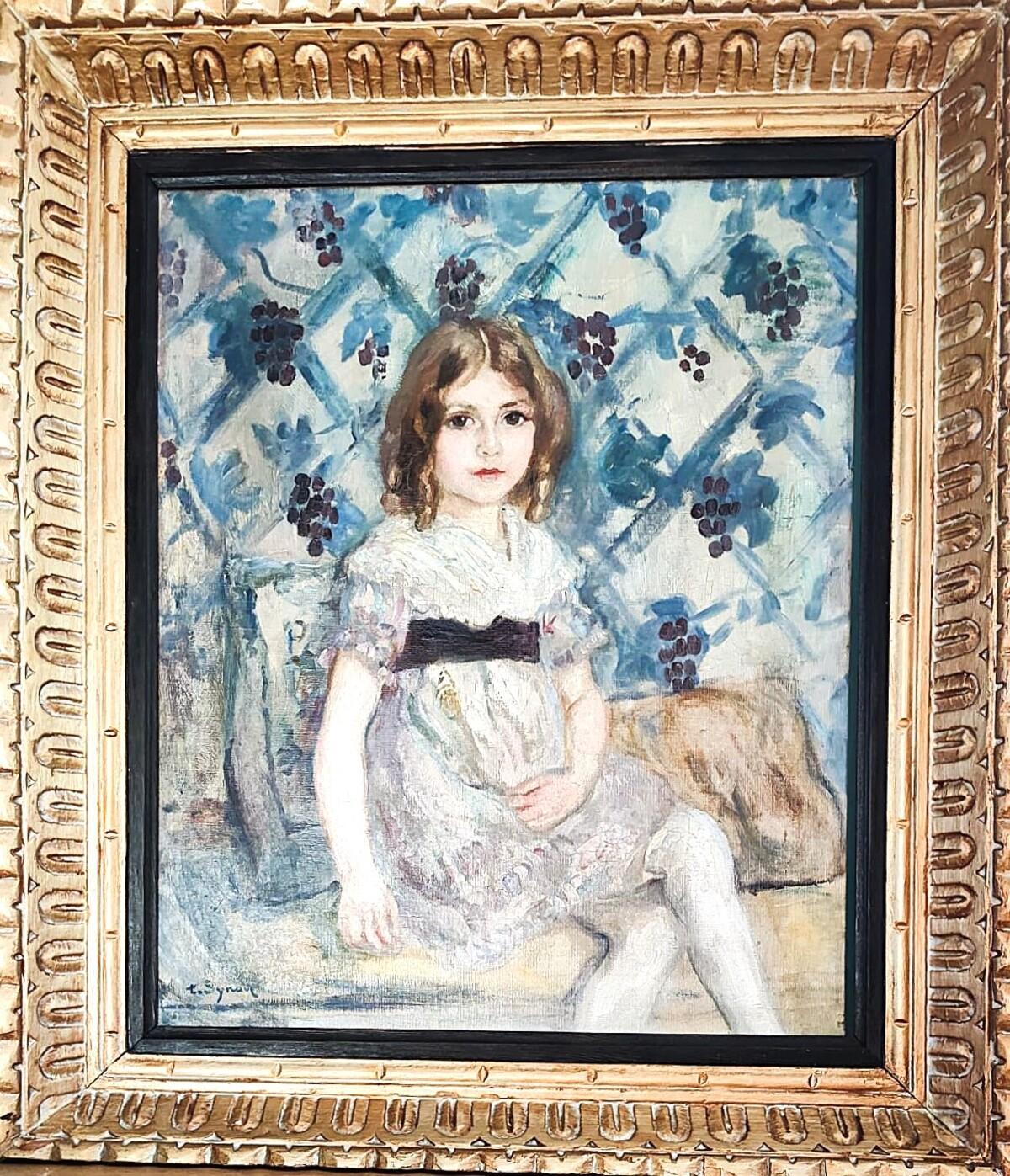 Jeune Fille Assise - Óleo sobre lienzo de Tancrède Synave (1870-1936)