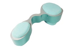 Tandem Bench in Blue by Bert Furnari, Aluminum with Faux Shearling Cushions