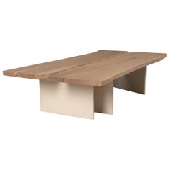 Tandem Coffee Table in White Oak and Soft White Metal Base by Vivian Carbonell 