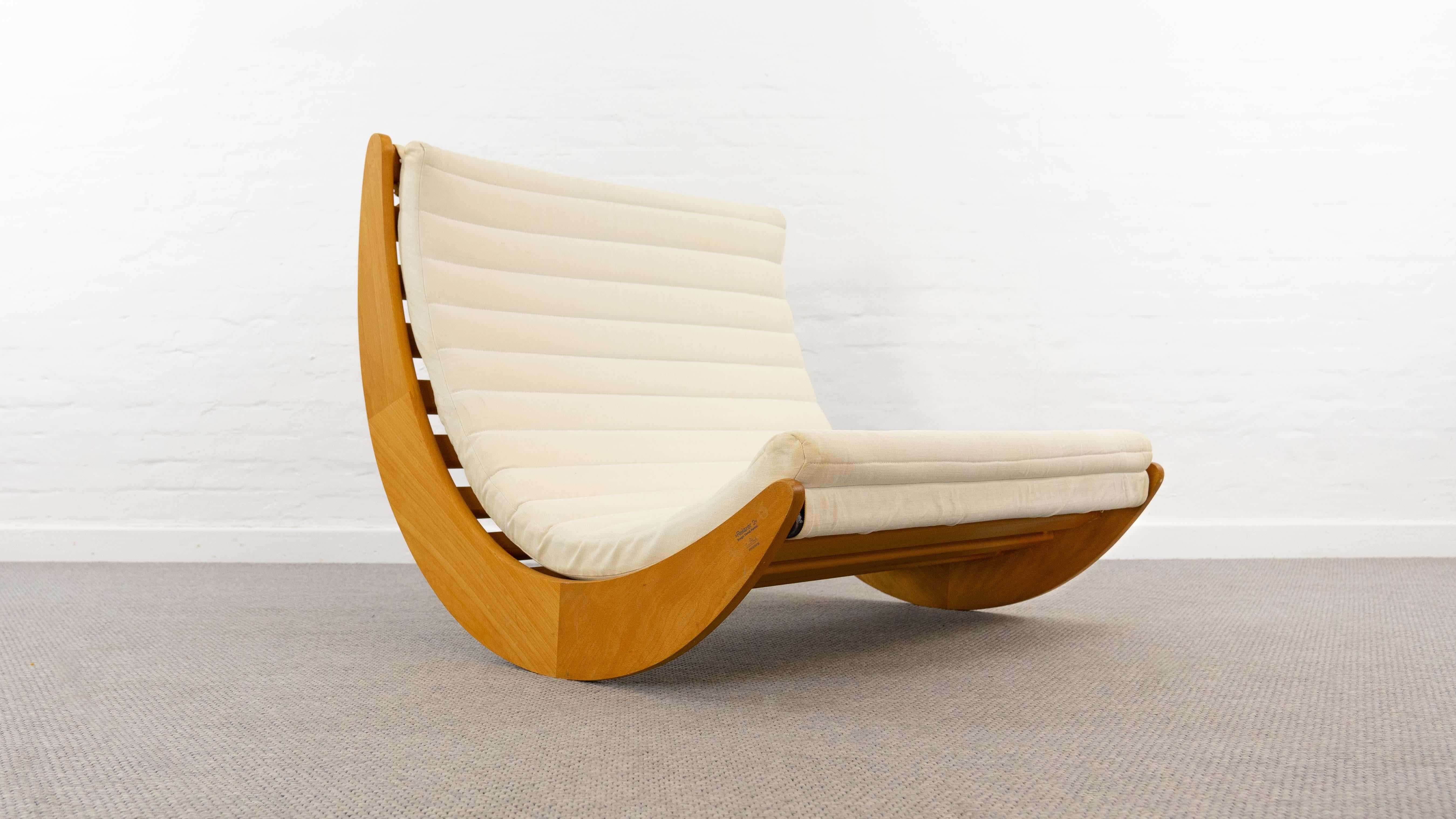 Tandem Relaxer rocking chair by famous Danish designer Verner Panton. Manufactured by Rosenthal Studio-Line, Germany, 1974. This rocking chair is the very rare version for 2 people. So called 