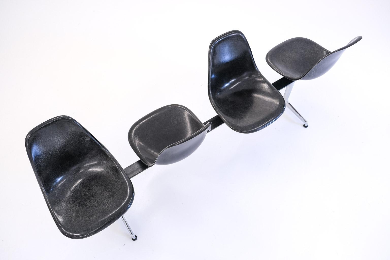 Mid-Century Modern Tandem shell seating system by Ray and Charles Eames for Herman Miller