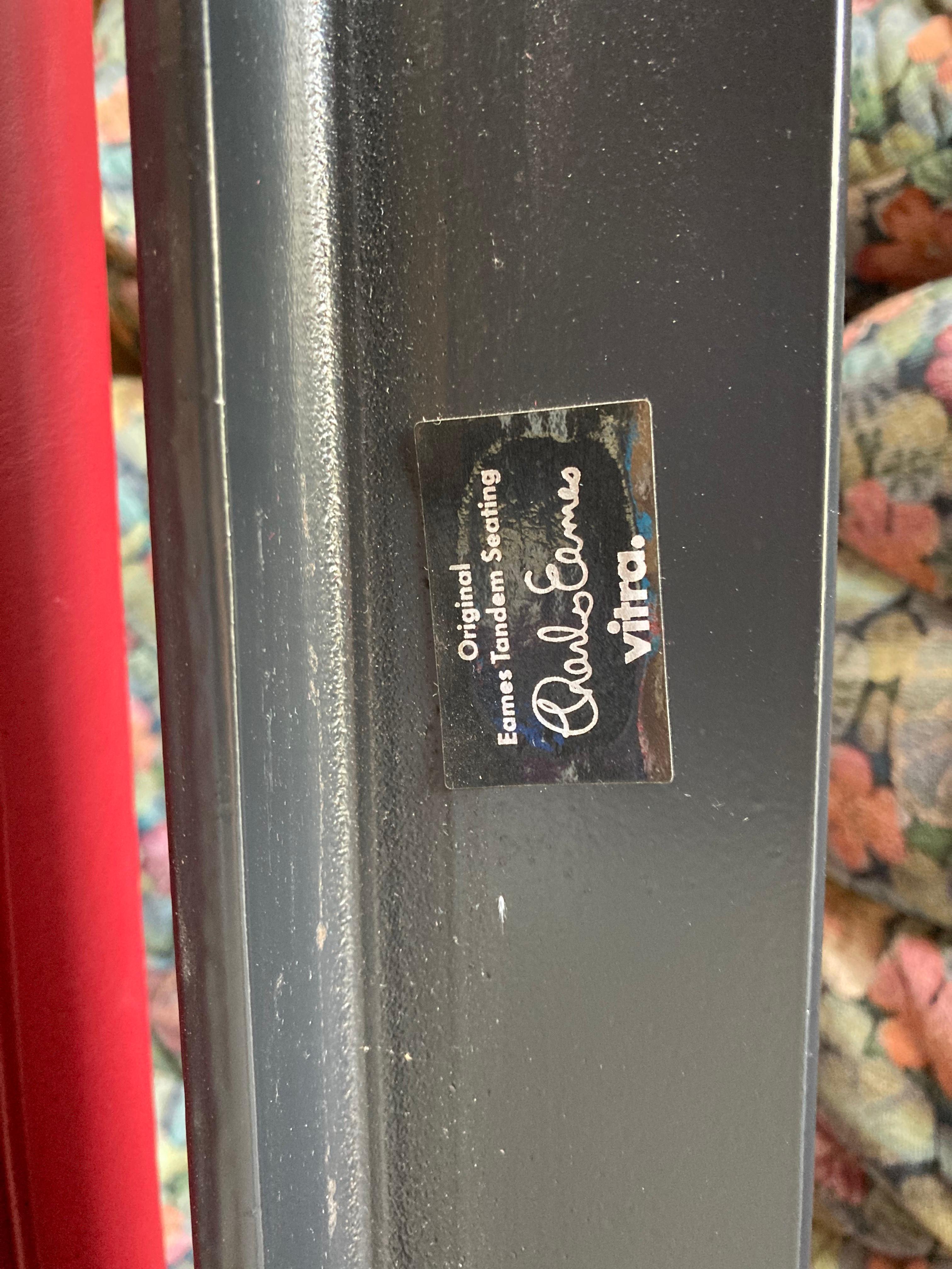 Banc Tandem Sling ETS Eames bordeaux par Vitra Herman Miller en vente 12