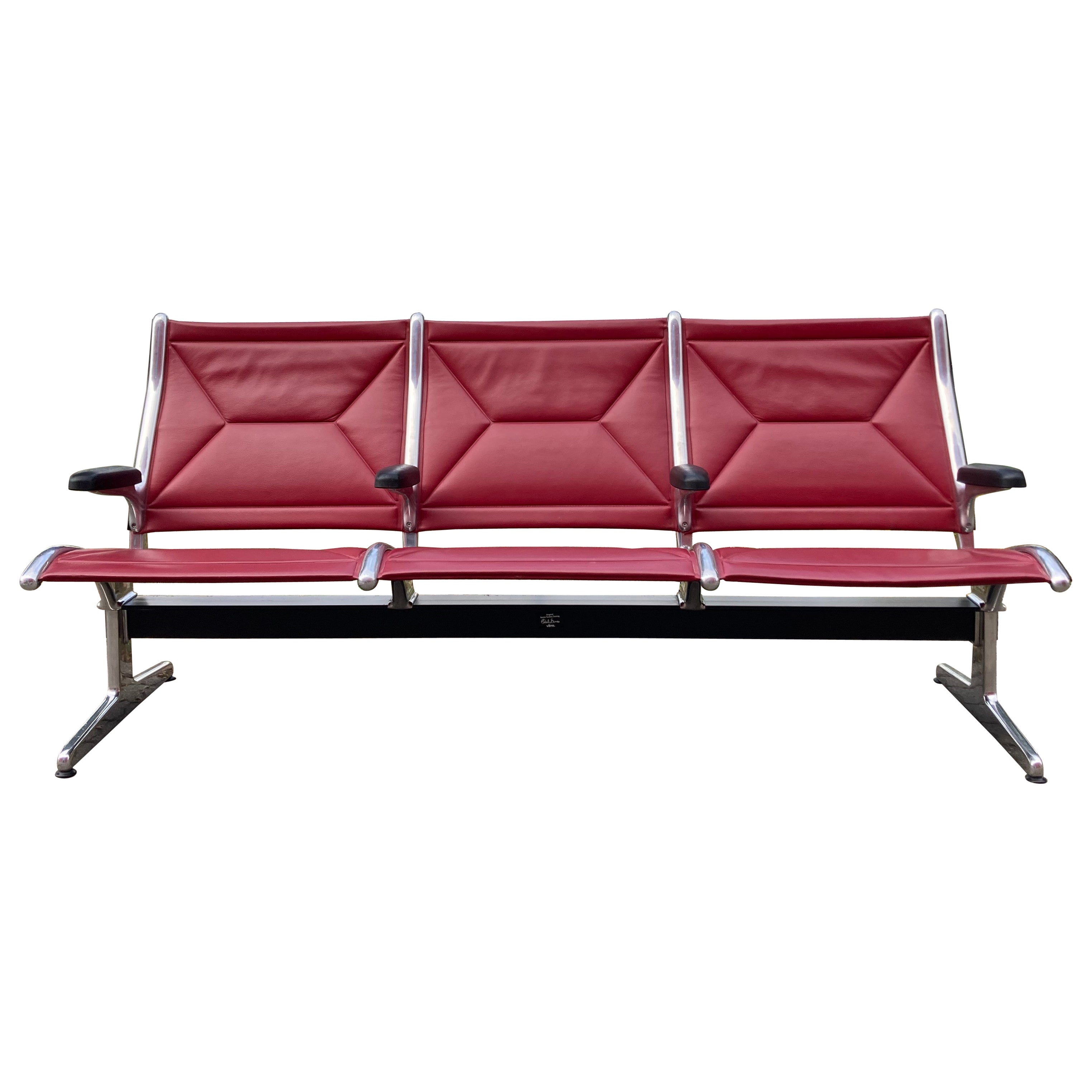 Banc Tandem Sling ETS Eames bordeaux par Vitra Herman Miller en vente