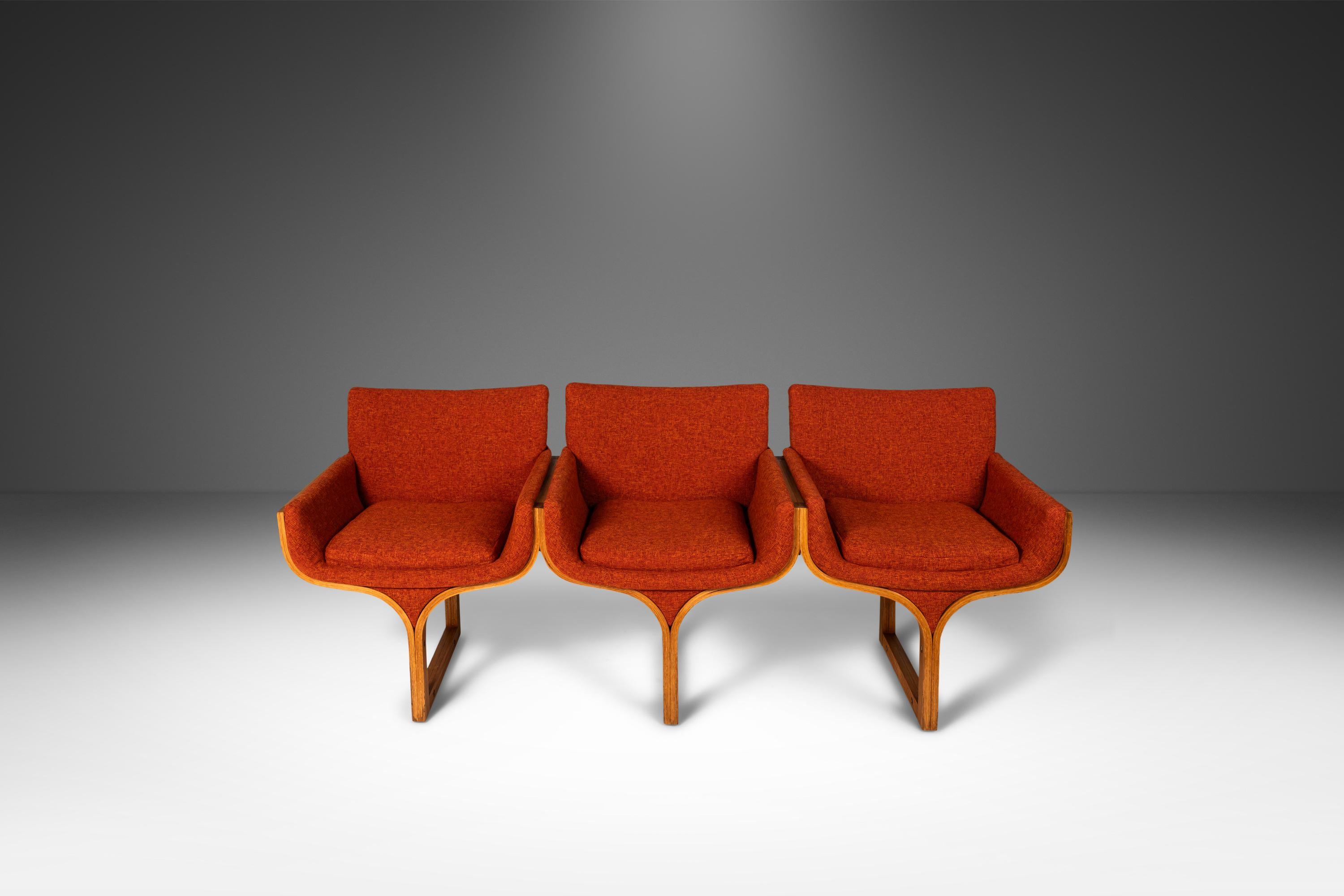 Tandem Three Seat Bench Tweed Attributed to Arthur Umanoff for Madison, 1960s 5