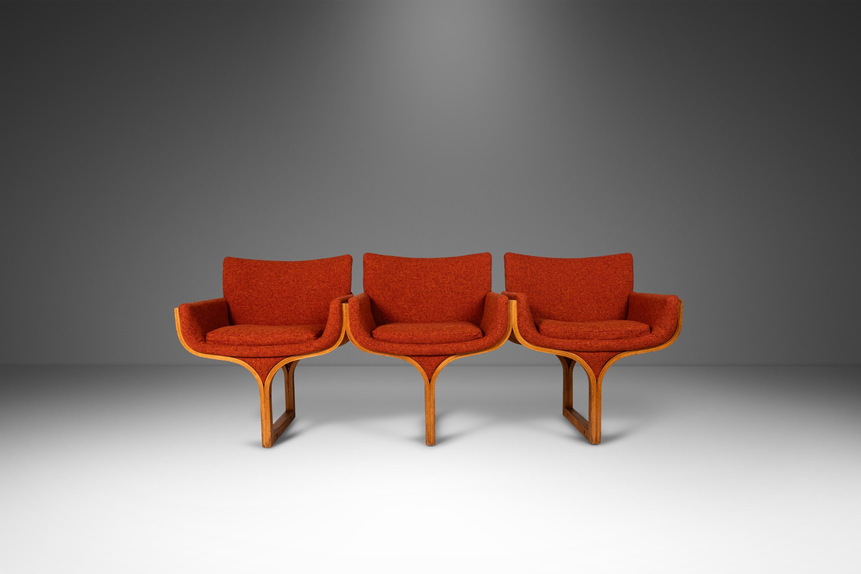 American Tandem Three Seat Bench Tweed Attributed to Arthur Umanoff for Madison, 1960s