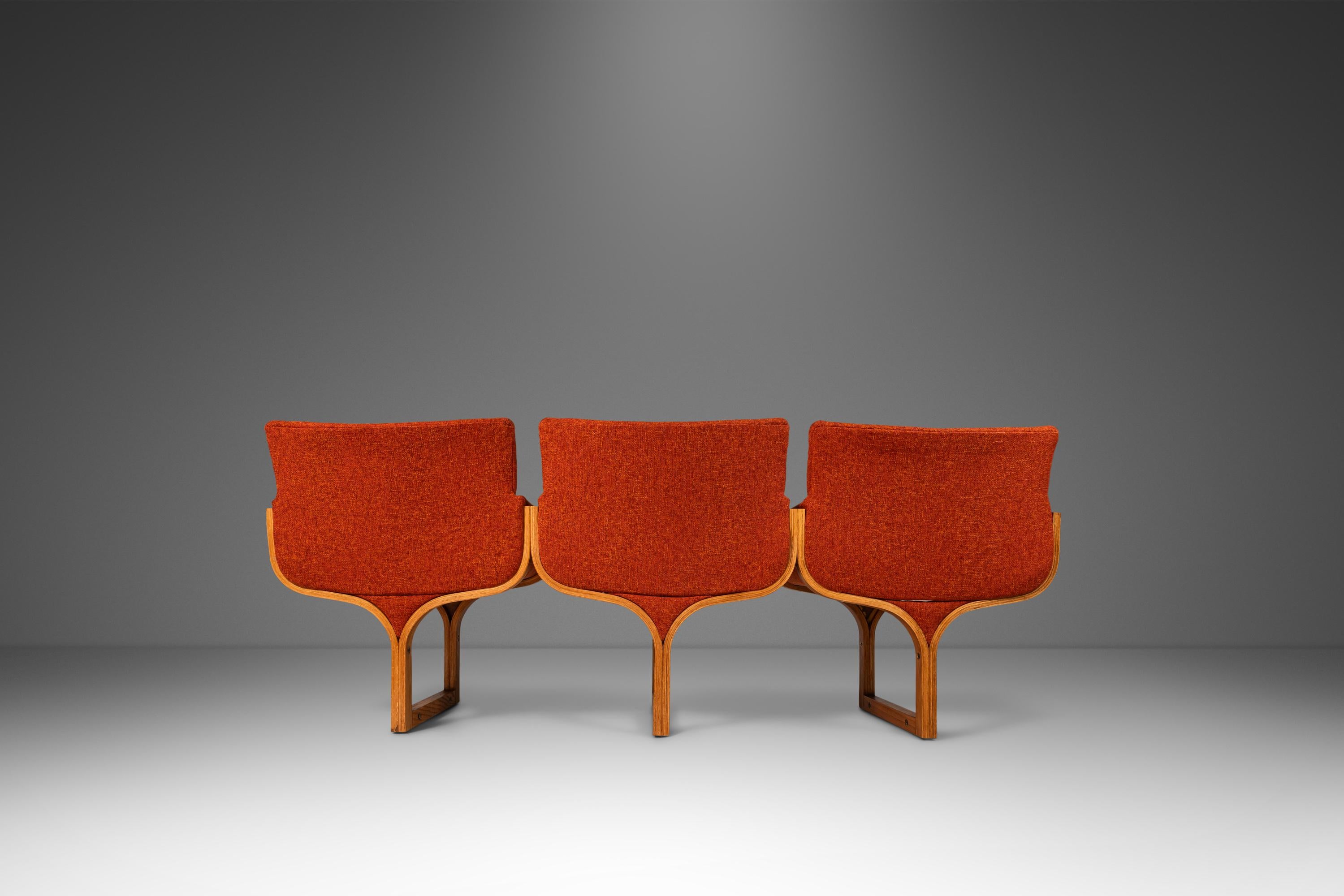 Mid-20th Century Tandem Three Seat Bench Tweed Attributed to Arthur Umanoff for Madison, 1960s
