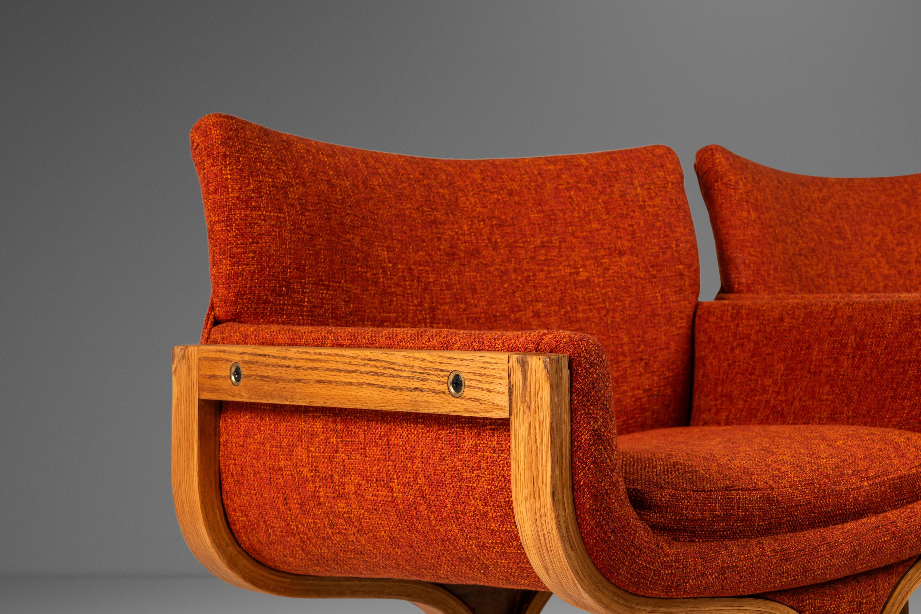 Tandem Three Seat Bench Tweed Attributed to Arthur Umanoff for Madison, 1960s 2