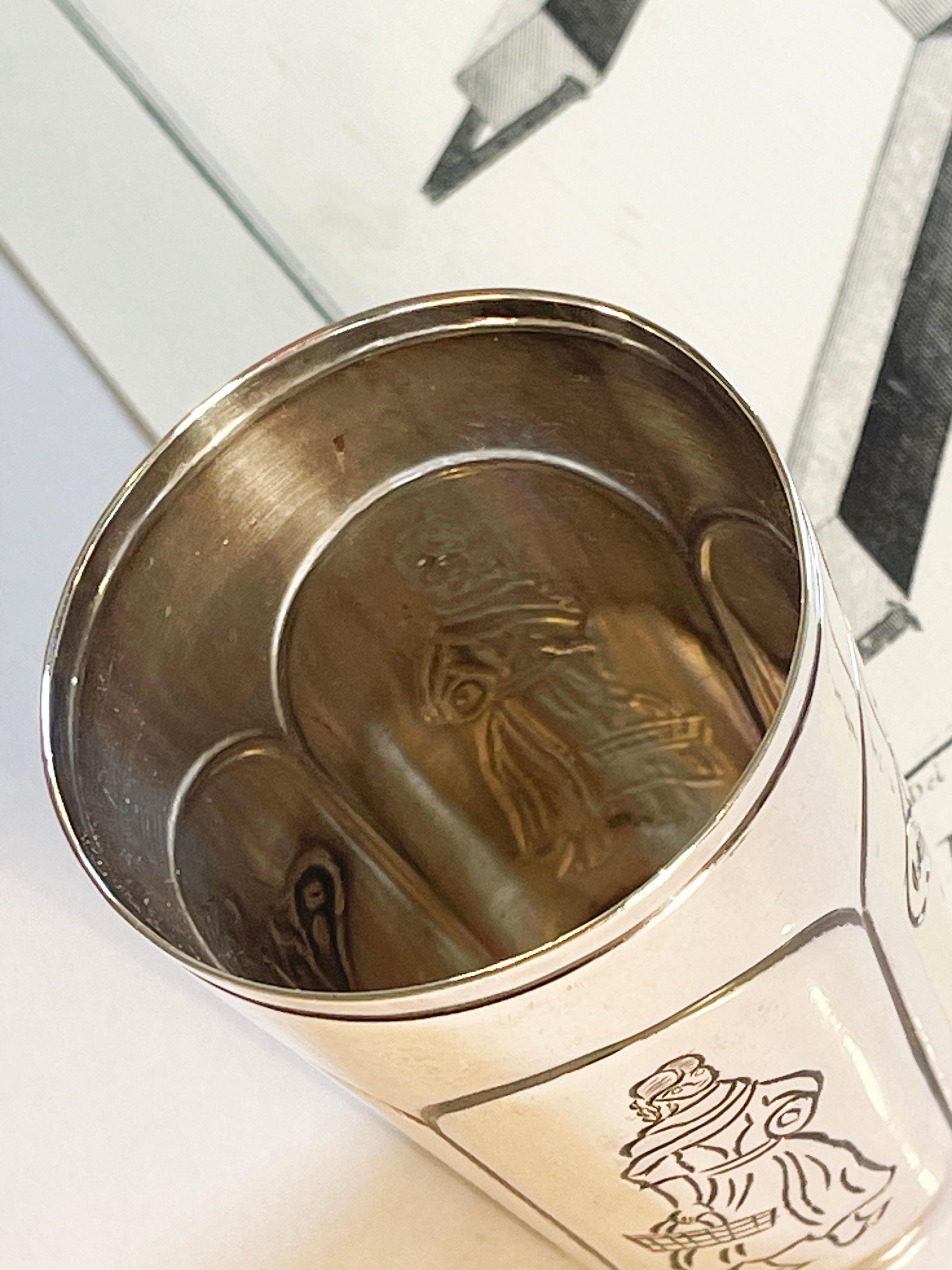 Vaso antiguo Tane de México de plata de ley por J. Marmolejos, ca. 1965 siglo XX