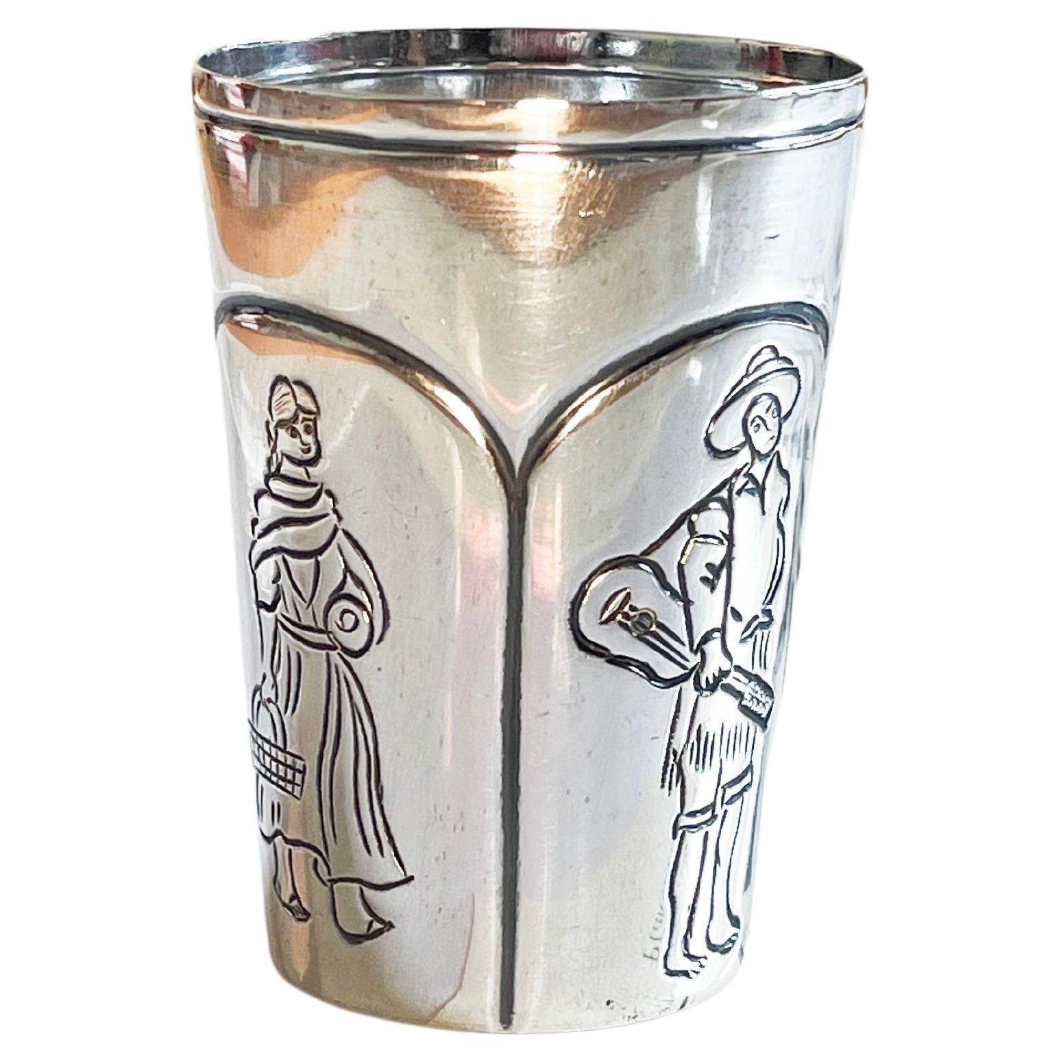 Tane of Mexico Antiker Becher aus mexikanischem Sterlingsilber von J. Marmolejos, ca. 1965