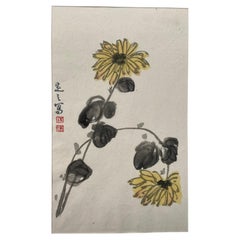 Tang dingzhi  Chrysanthèmes  Gravure sur bois  1955