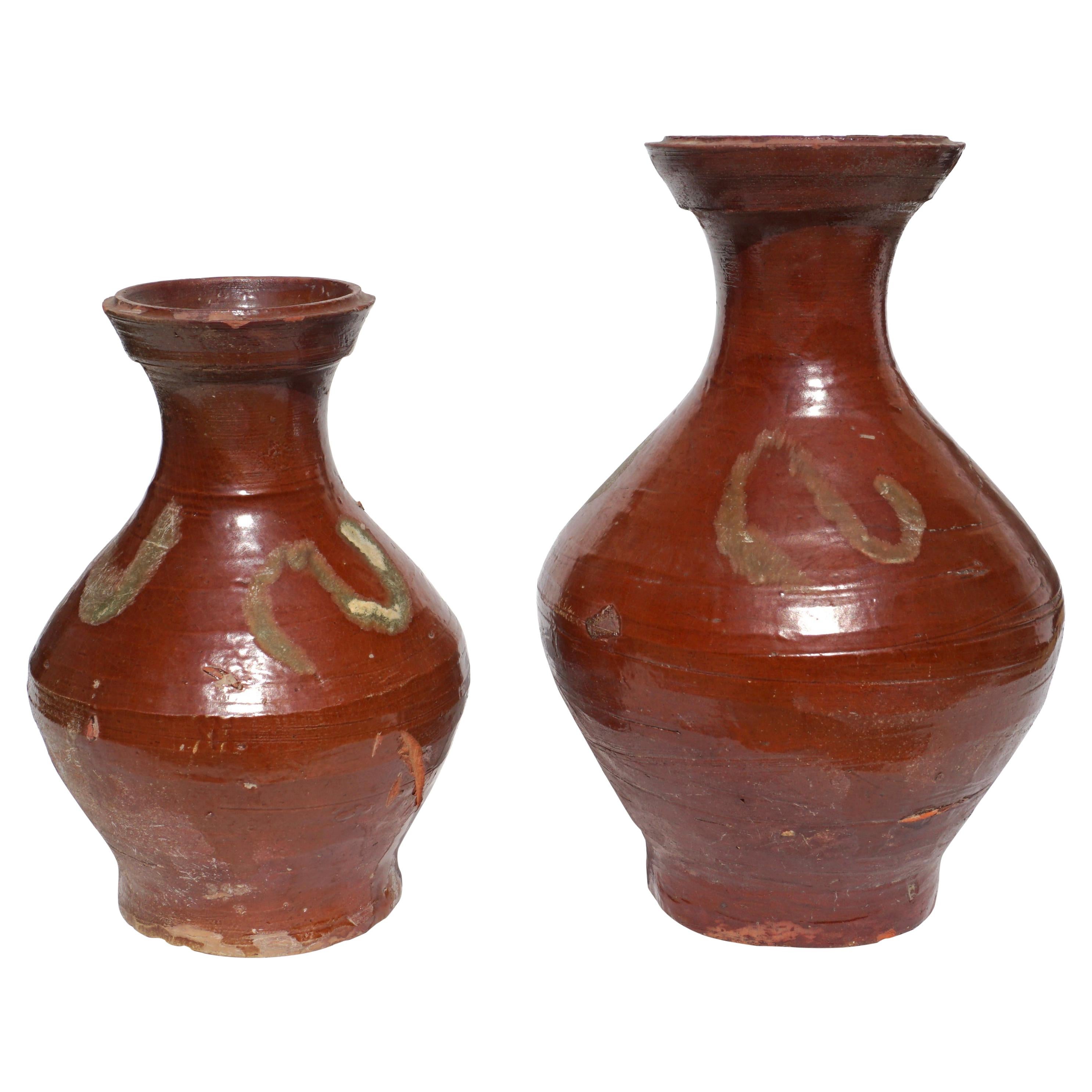 Korbblutgefäße aus glasierter Keramik der Tang-Dynastie 618-907 AD im Angebot