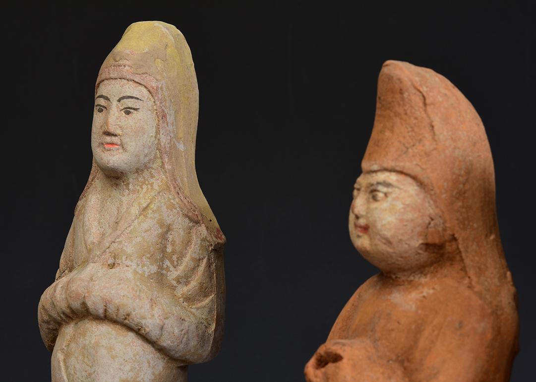 18th Century and Earlier Tang Dynasty, A Set of Antique Chinese Painted Pottery Soldier For Sale