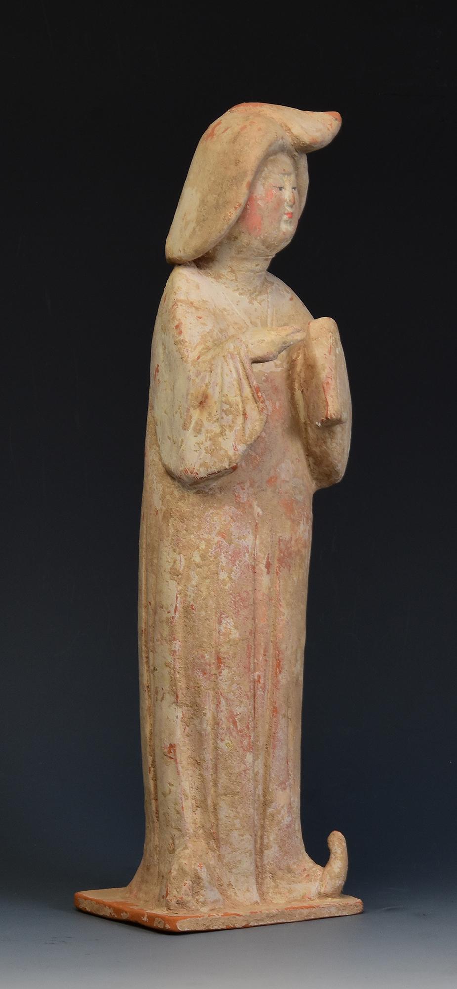 Tang Dynasty, Antique Chinese Painted Pottery Fat Lady 7