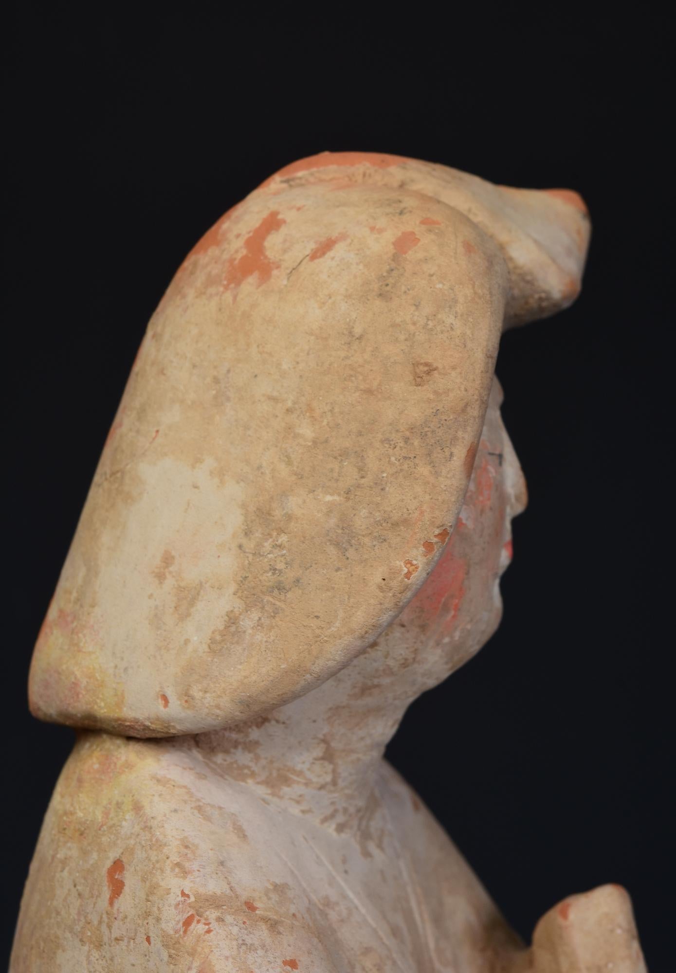 Tang Dynasty, Antique Chinese Painted Pottery Fat Lady 8