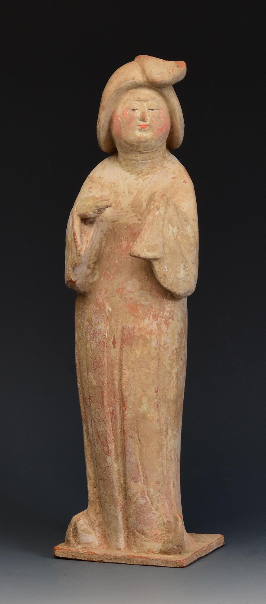 Tang Dynasty, Antique Chinese Painted Pottery Fat Lady 9