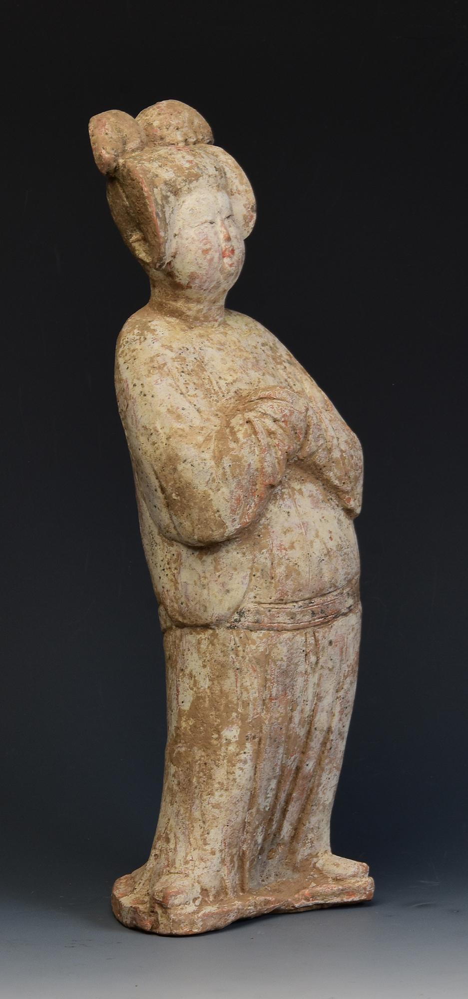 Tang Dynasty, Antique Chinese Painted Pottery Fat Lady with Oxford TL Test For Sale 8