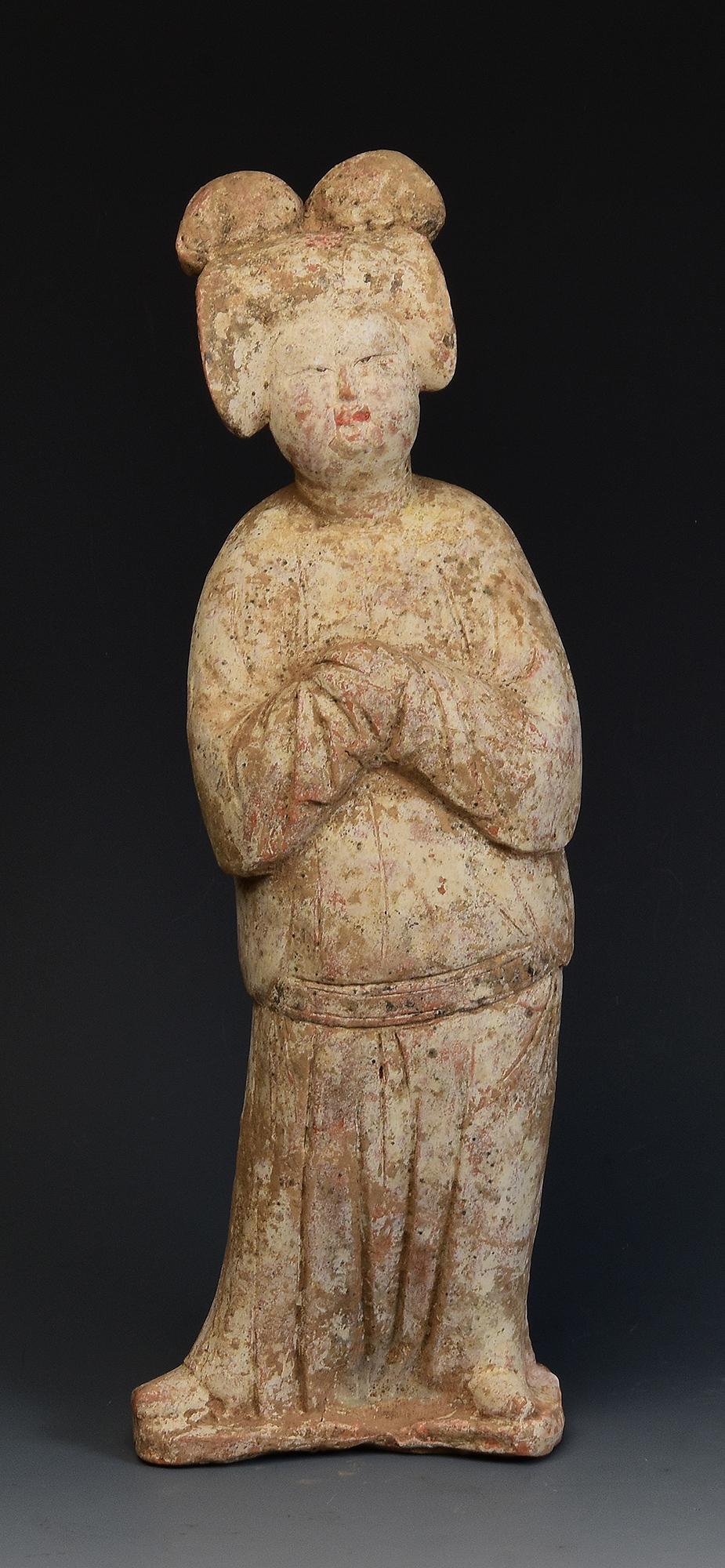 Tang Dynasty, Antique Chinese Painted Pottery Fat Lady with Oxford TL Test For Sale 9