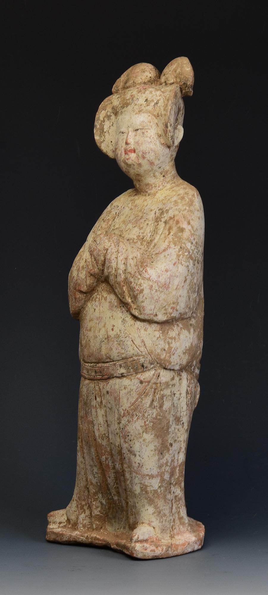 Tang Dynasty, Antique Chinese Painted Pottery Fat Lady with Oxford TL Test For Sale 2