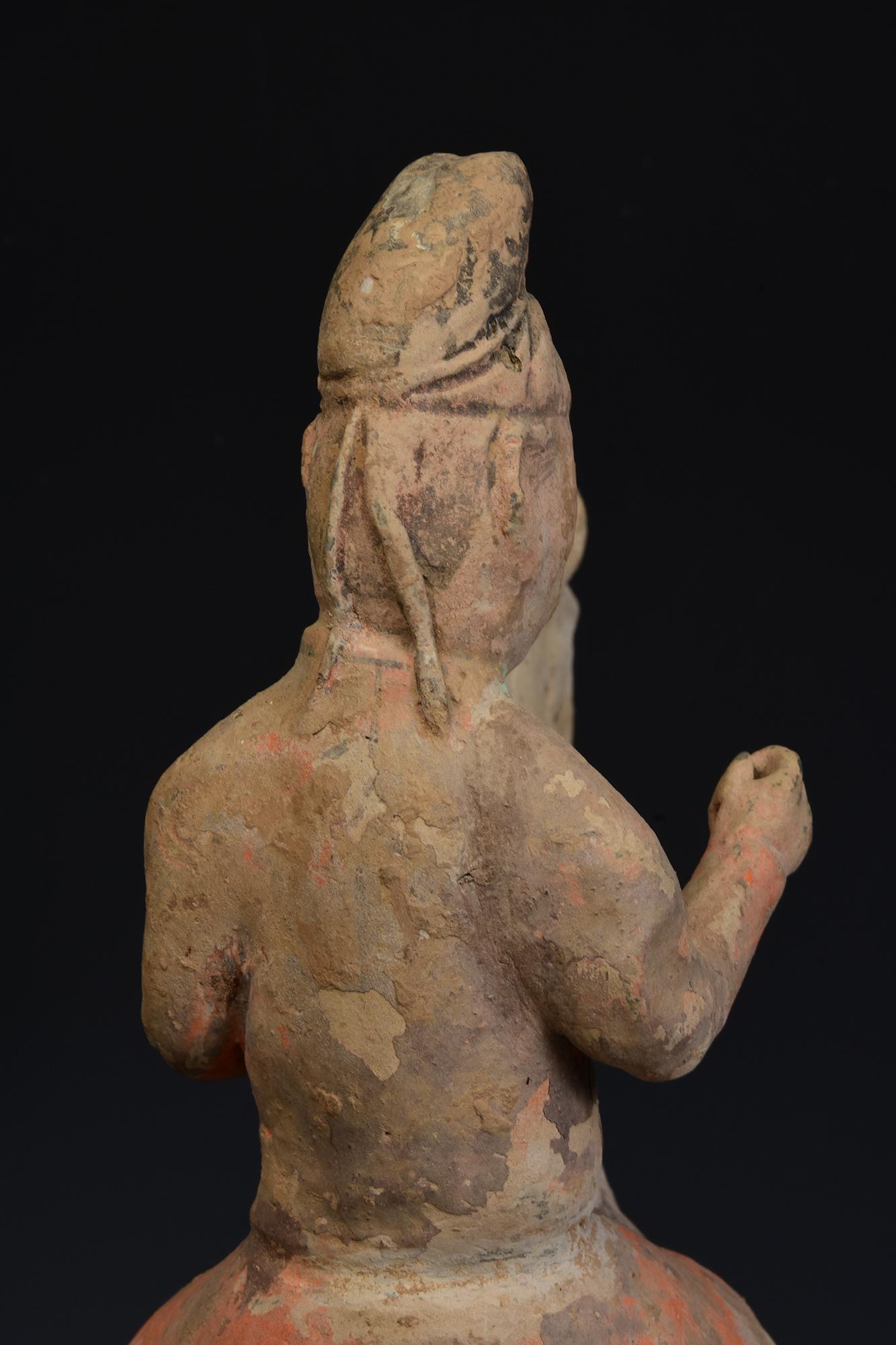 Tang Dynasty, Antique Chinese Painted Pottery Horse and Rider 6