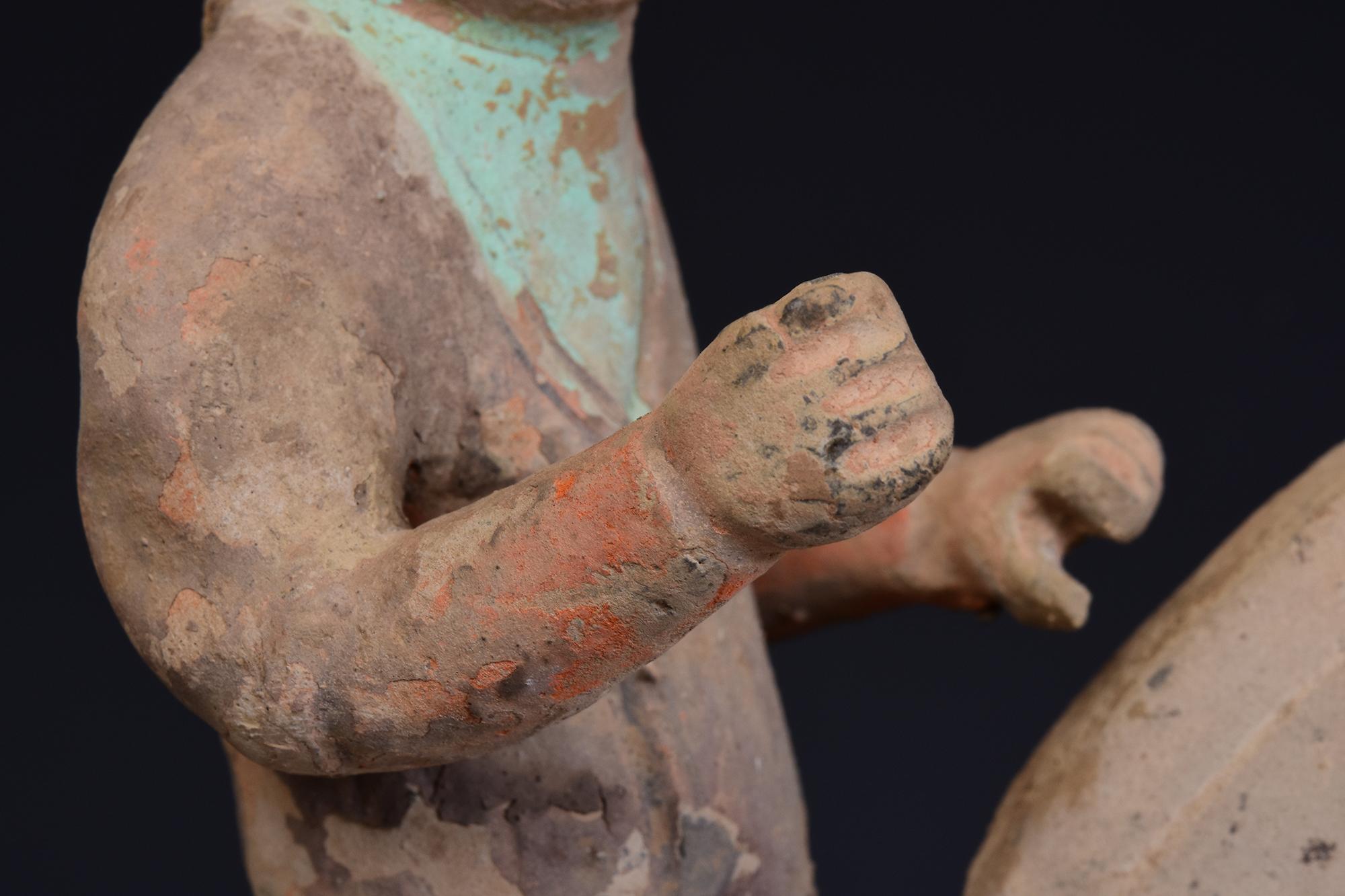 Tang Dynasty, Antique Chinese Painted Pottery Horse and Rider 8