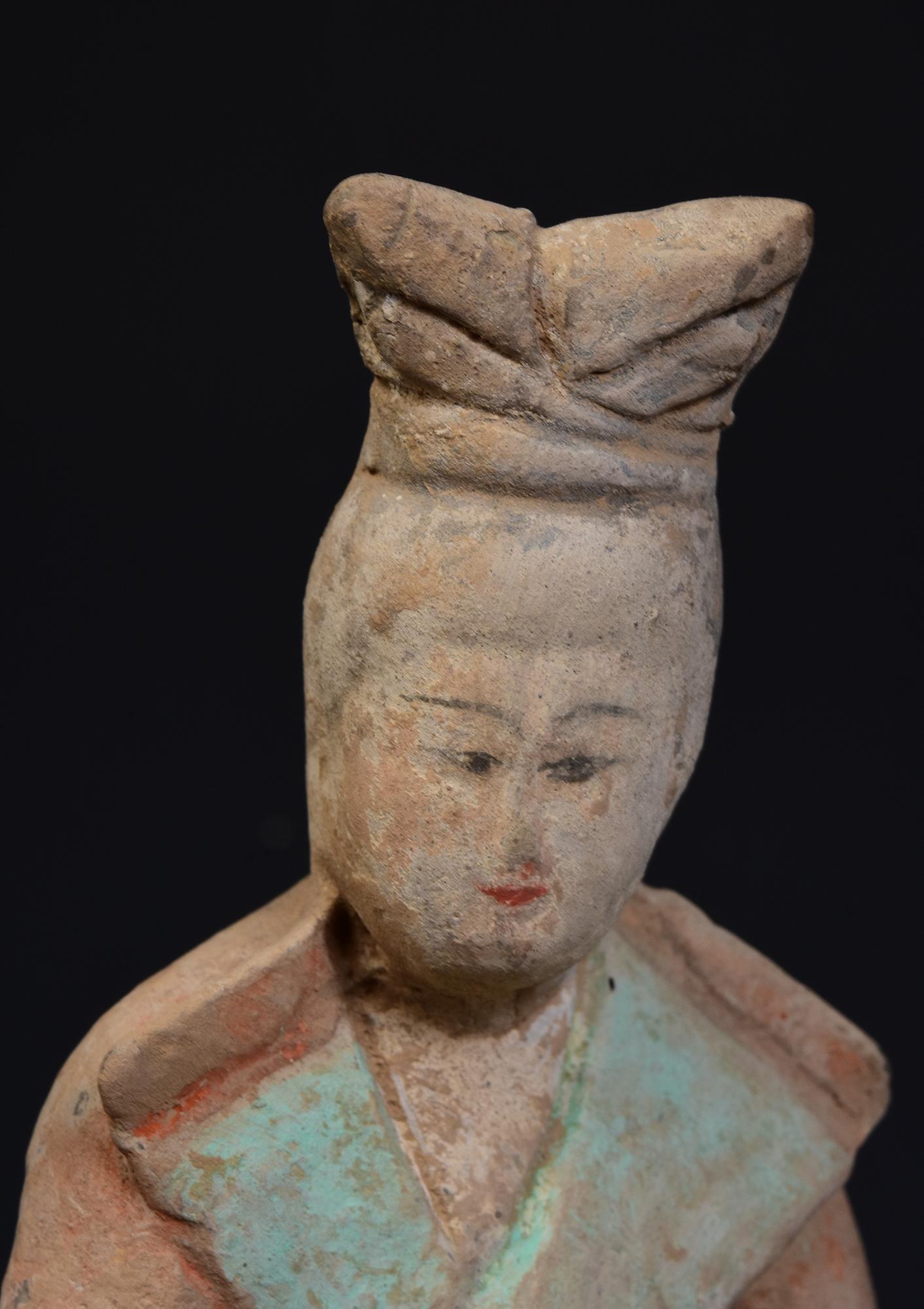 Chinois Dynasty Tang, Antiquités chinoises en poterie peinte Cheval et cavalier