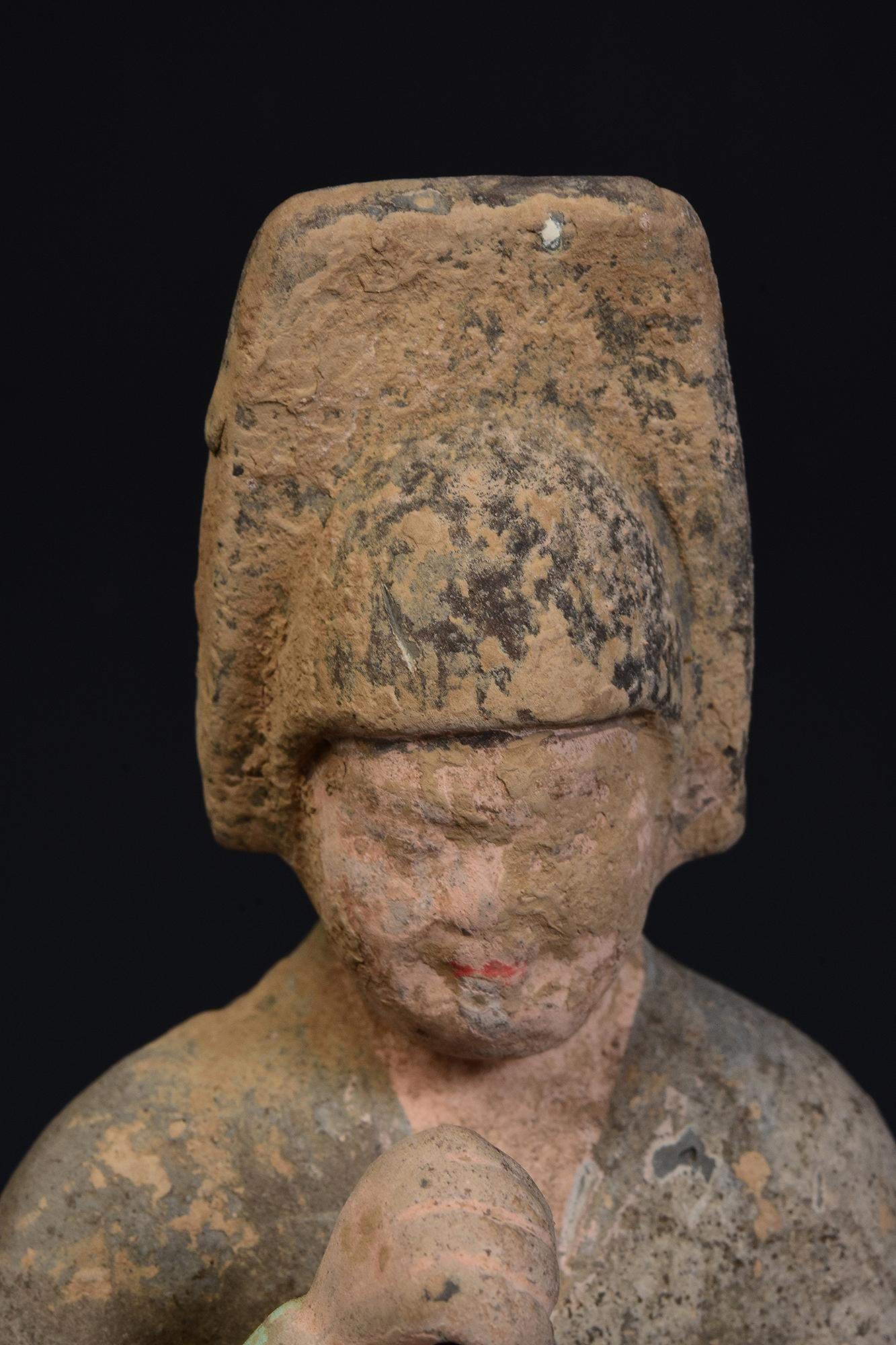 Sculpté à la main Dynasty Tang, Antiquités chinoises en poterie peinte Cheval et cavalier