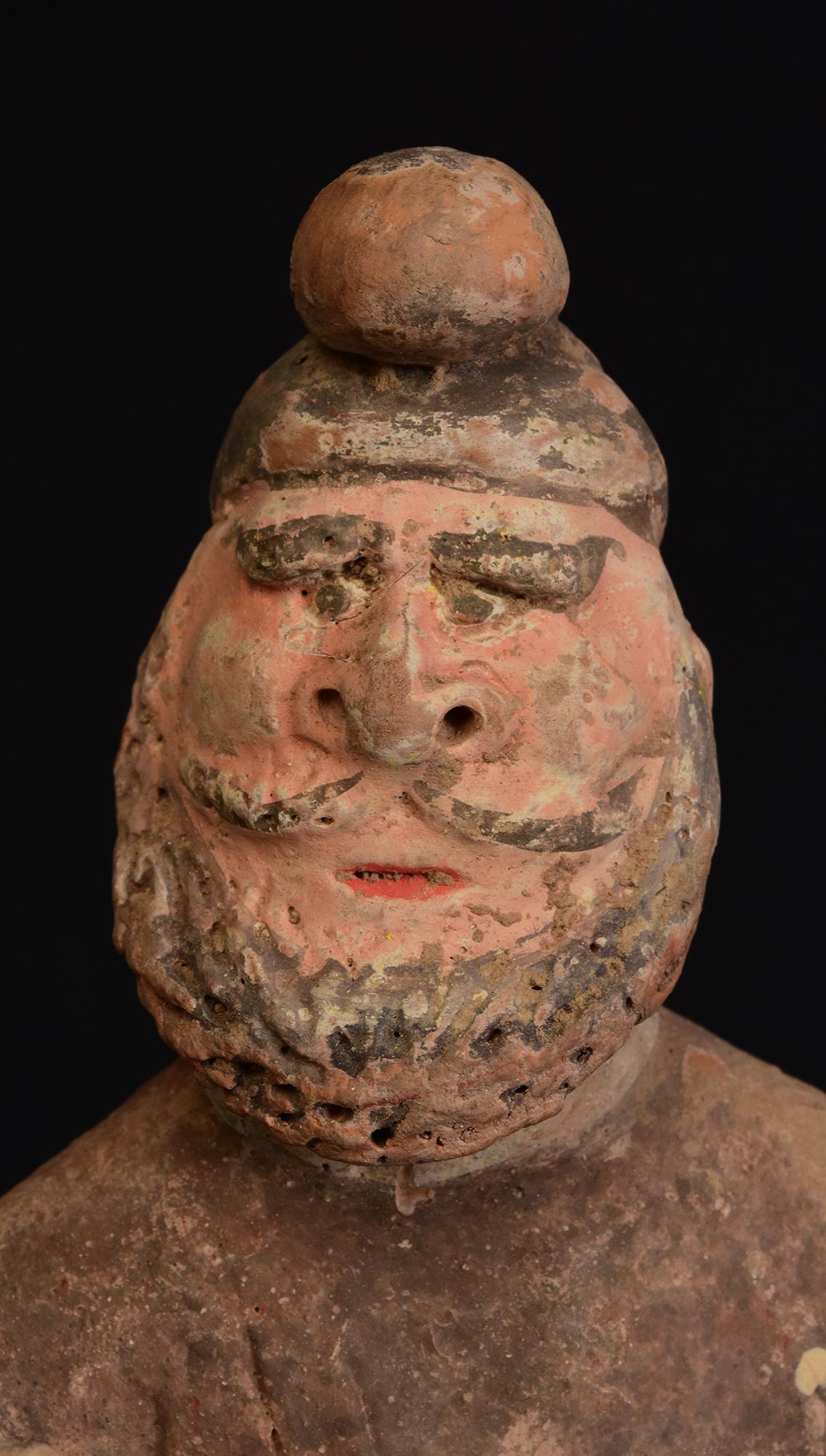 Sculpté à la main Dynasty Tang, Antiquités chinoises en poterie peinte Cheval et cavalier avec Oxford TLTest en vente