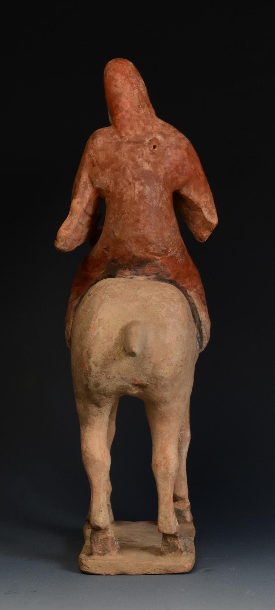 Tang Dynasty, antica ceramica cinese dipinta Cavallo e cavaliere con Oxford TLTest in vendita 2