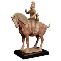Tang Dynasty, Antique Chinese Painted Pottery Horse and Rider with Oxford TLTest
