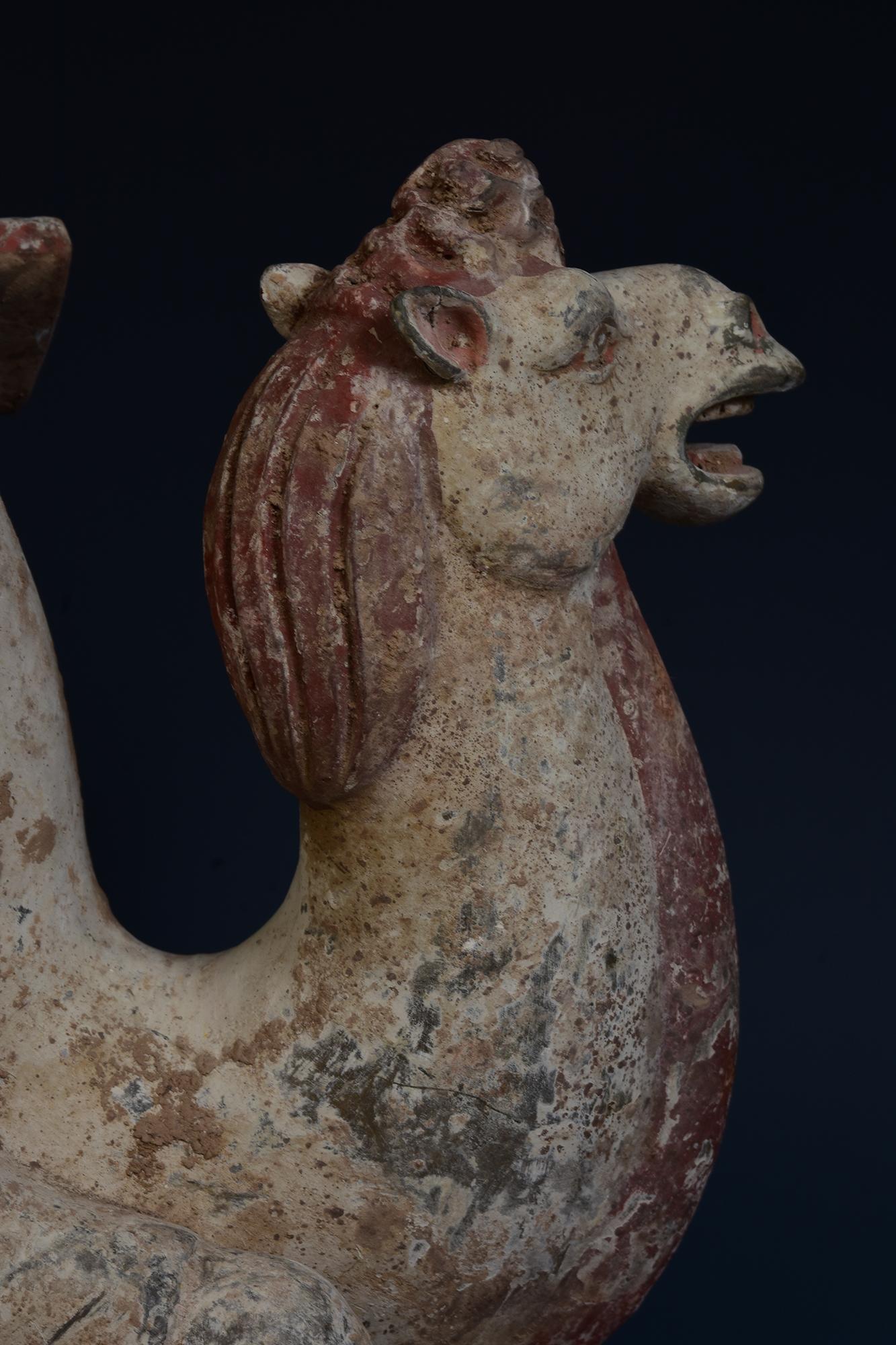 Dinastía Tang, Camello arrodillado de cerámica china antigua pintada con Oxford TL Test en venta 6