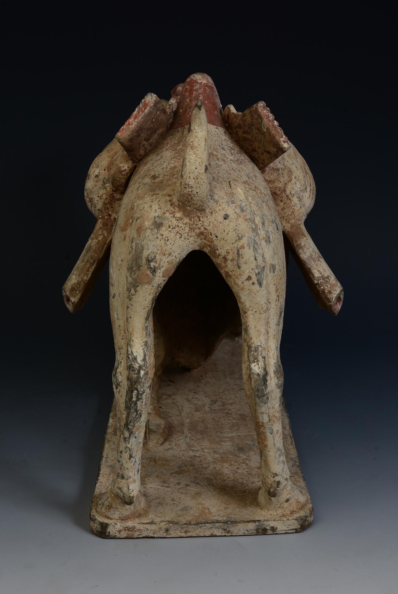 Dinastía Tang, Camello arrodillado de cerámica china antigua pintada con Oxford TL Test en venta 1