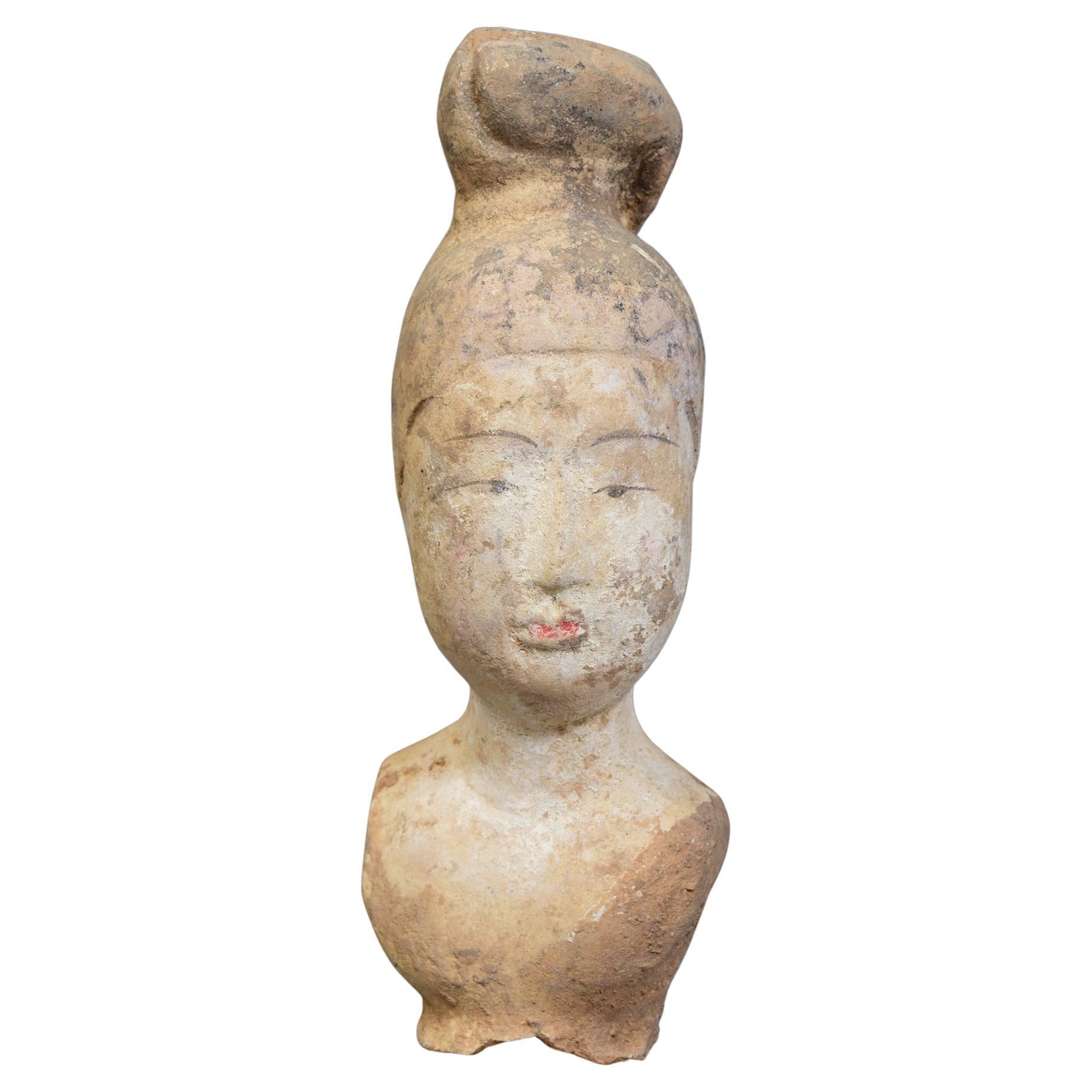 Tang Dynasty, antike chinesische bemalte Keramik Torso einer Hofdame mit Stand