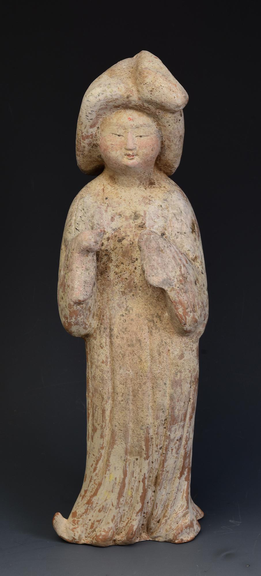Hand-Carved Tang Dynasty, Antique Chinese Pottery Fat Lady with Oxford TL Test For Sale