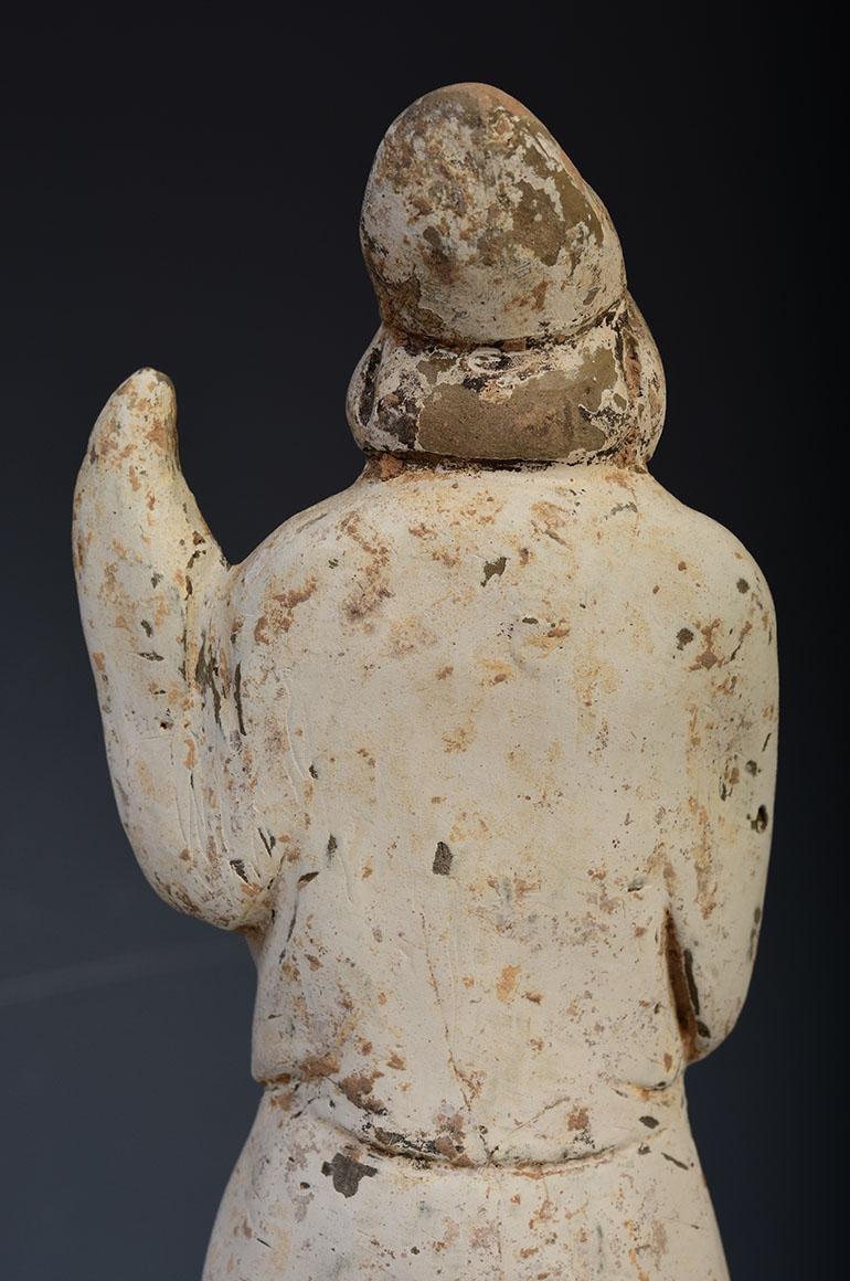 18th Century and Earlier Tang Dynasty, Antique Chinese Pottery Male Attendant Figure For Sale