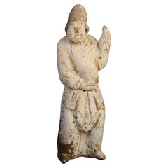 Tang Dynasty, Antique Chinese Pottery Male Attendant Figure