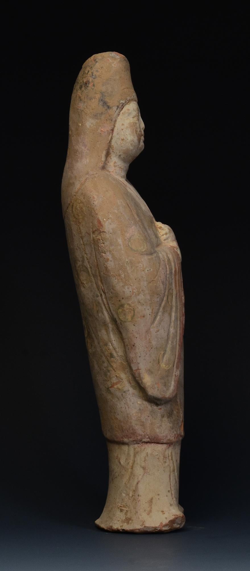 Tang Dynasty, Antique Chinese Pottery Standing Court Man 7