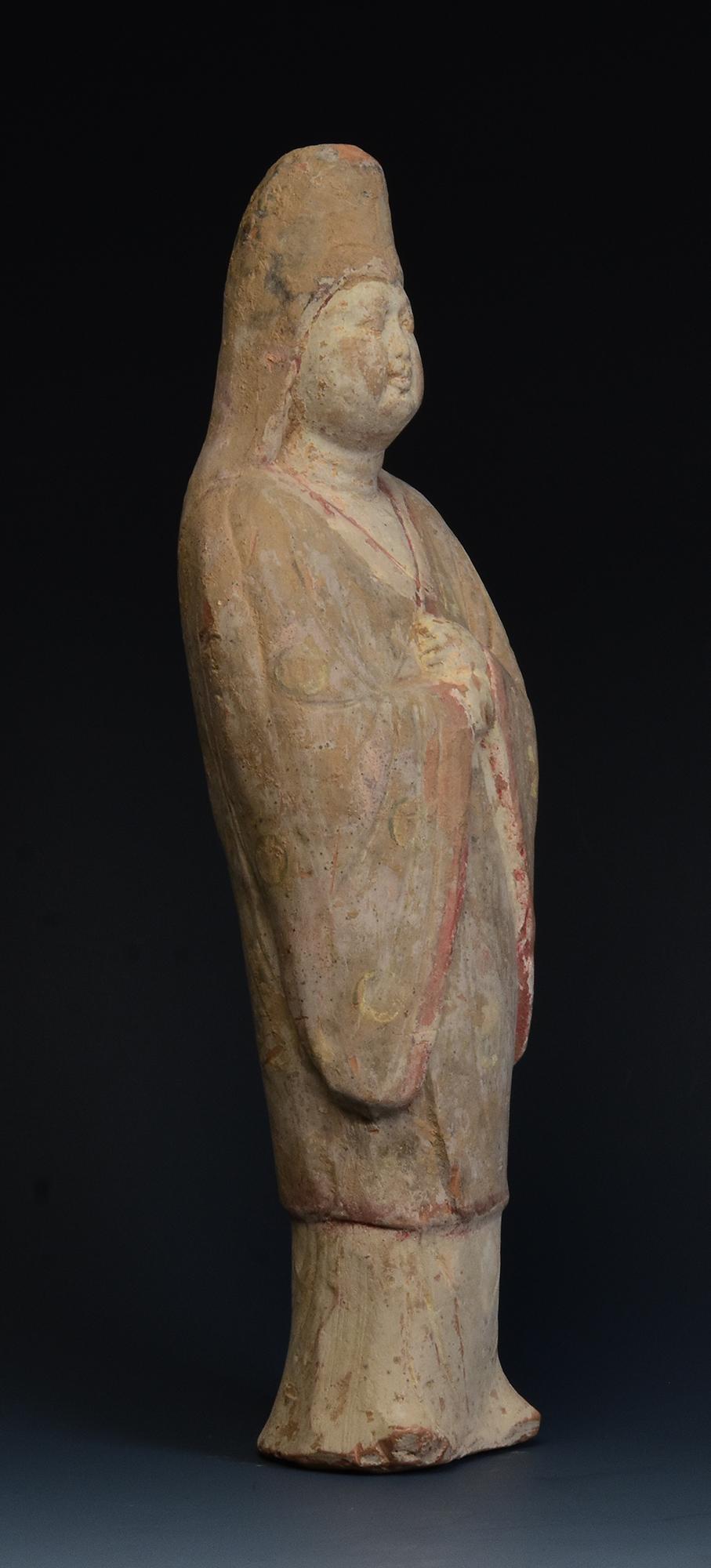 Tang Dynasty, Antique Chinese Pottery Standing Court Man 8