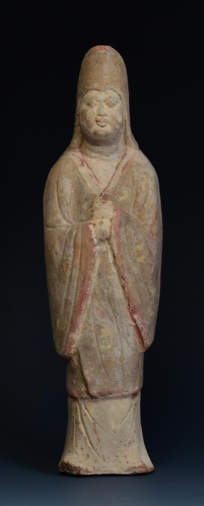 Tang Dynasty, Antique Chinese Pottery Standing Court Man 9