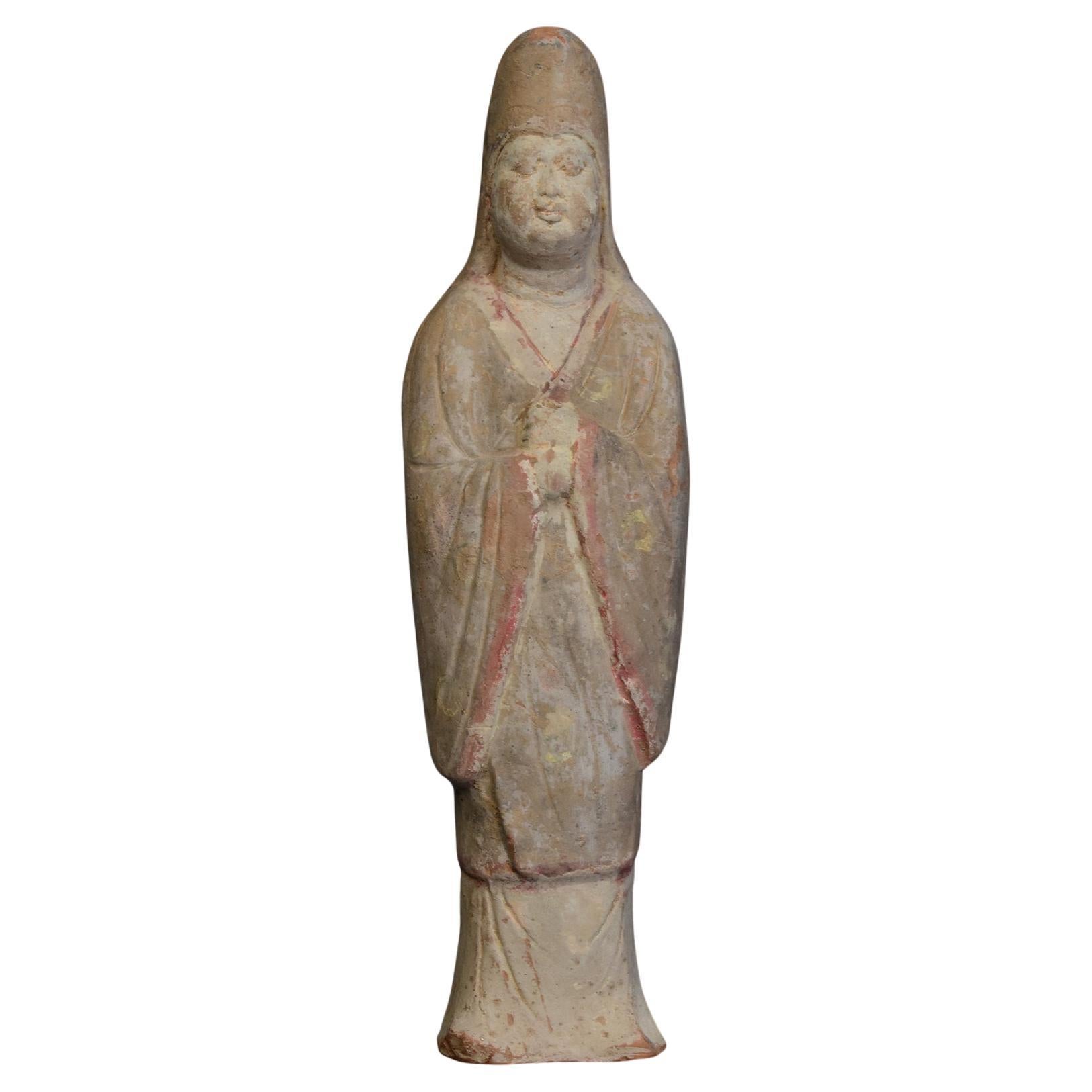Tang Dynasty, Antique Chinese Pottery Standing Court Man For Sale