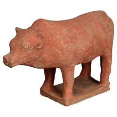 Tang Dynasty, Antique Chinese Pottery Standing Cow
