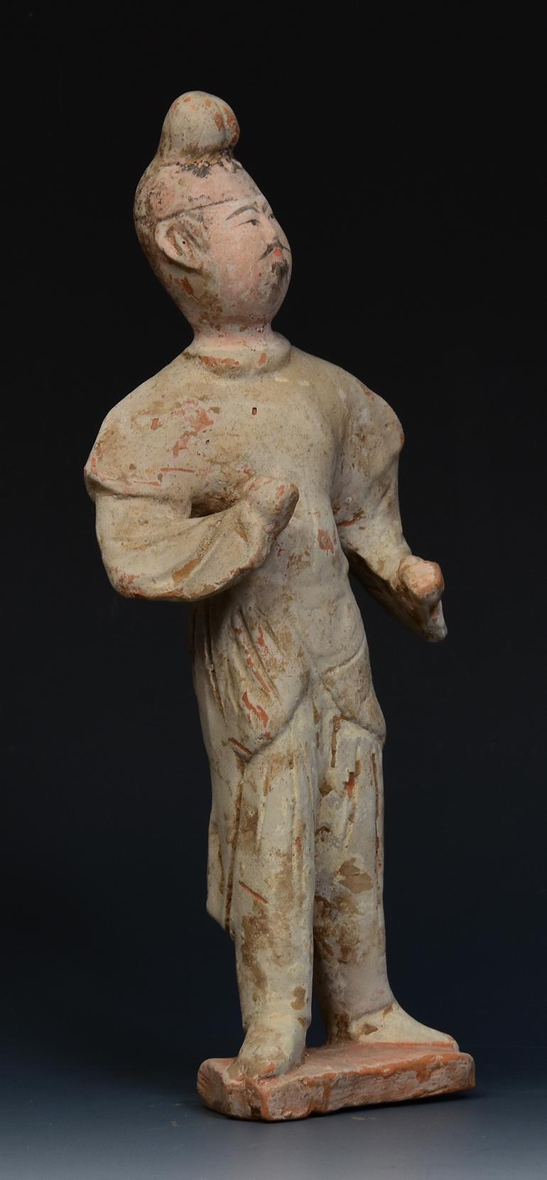 Tang Dynasty, Antique Chinese Pottery Standing Groom Figurine 6