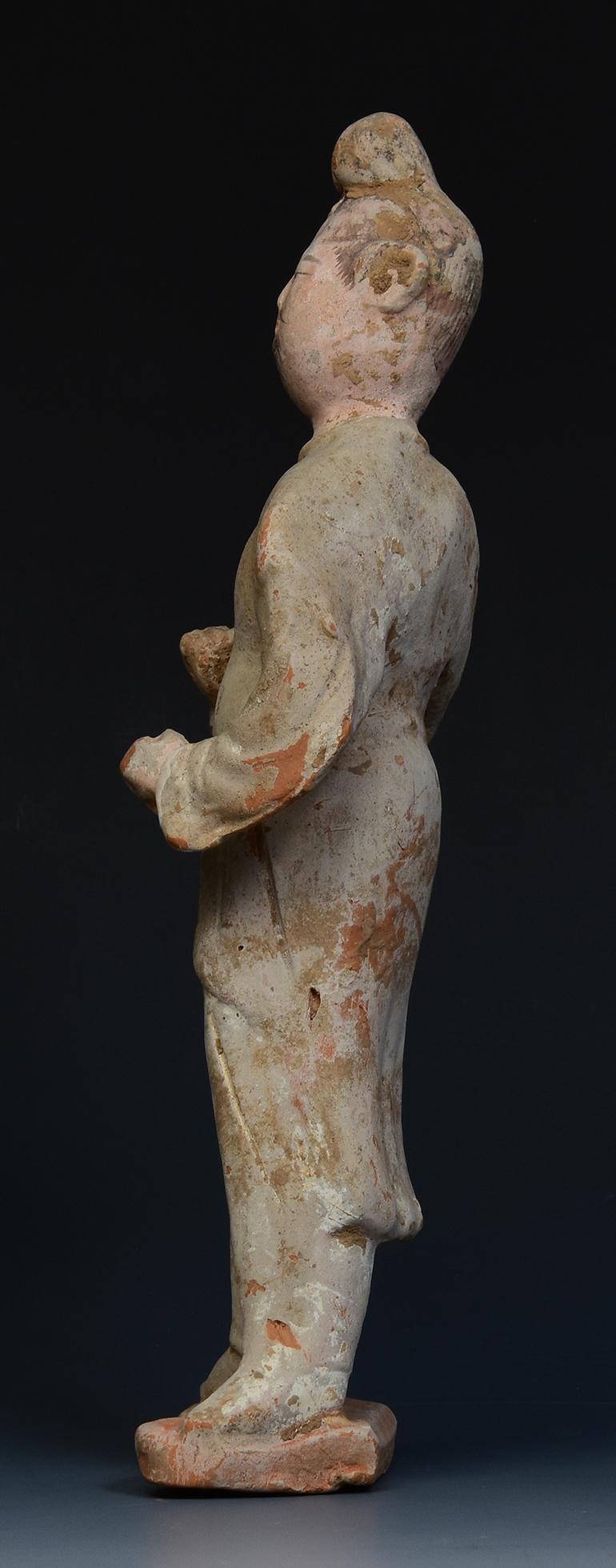 Tang Dynasty, Antique Chinese Pottery Standing Groom Figurine 2