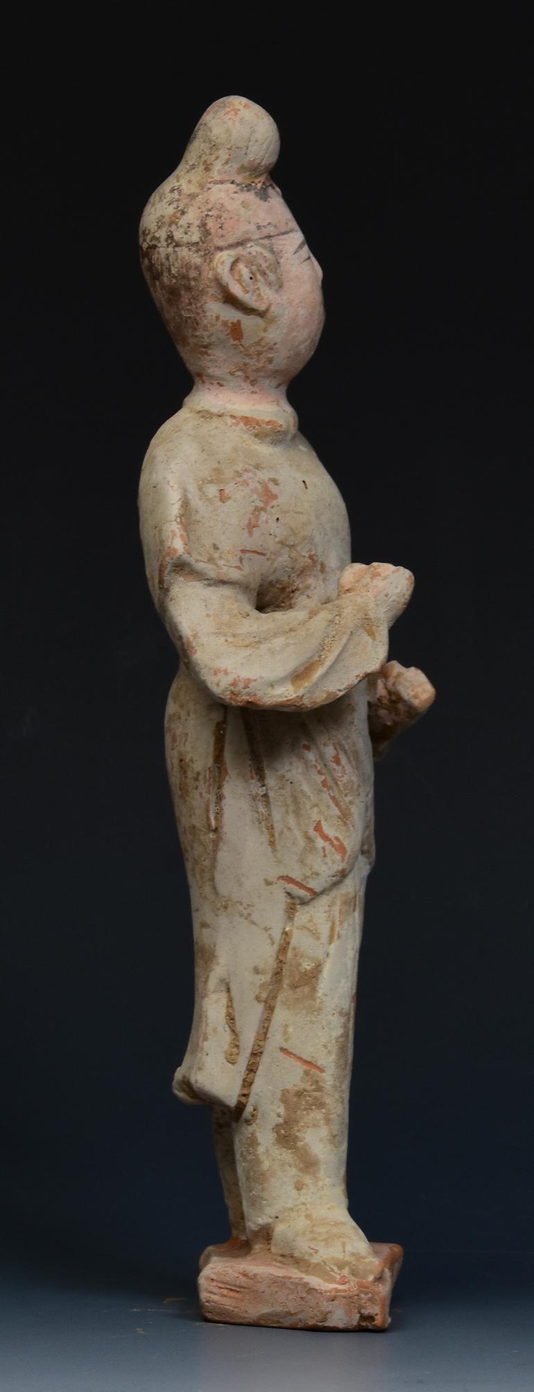 Tang Dynasty, Antique Chinese Pottery Standing Groom Figurine 4