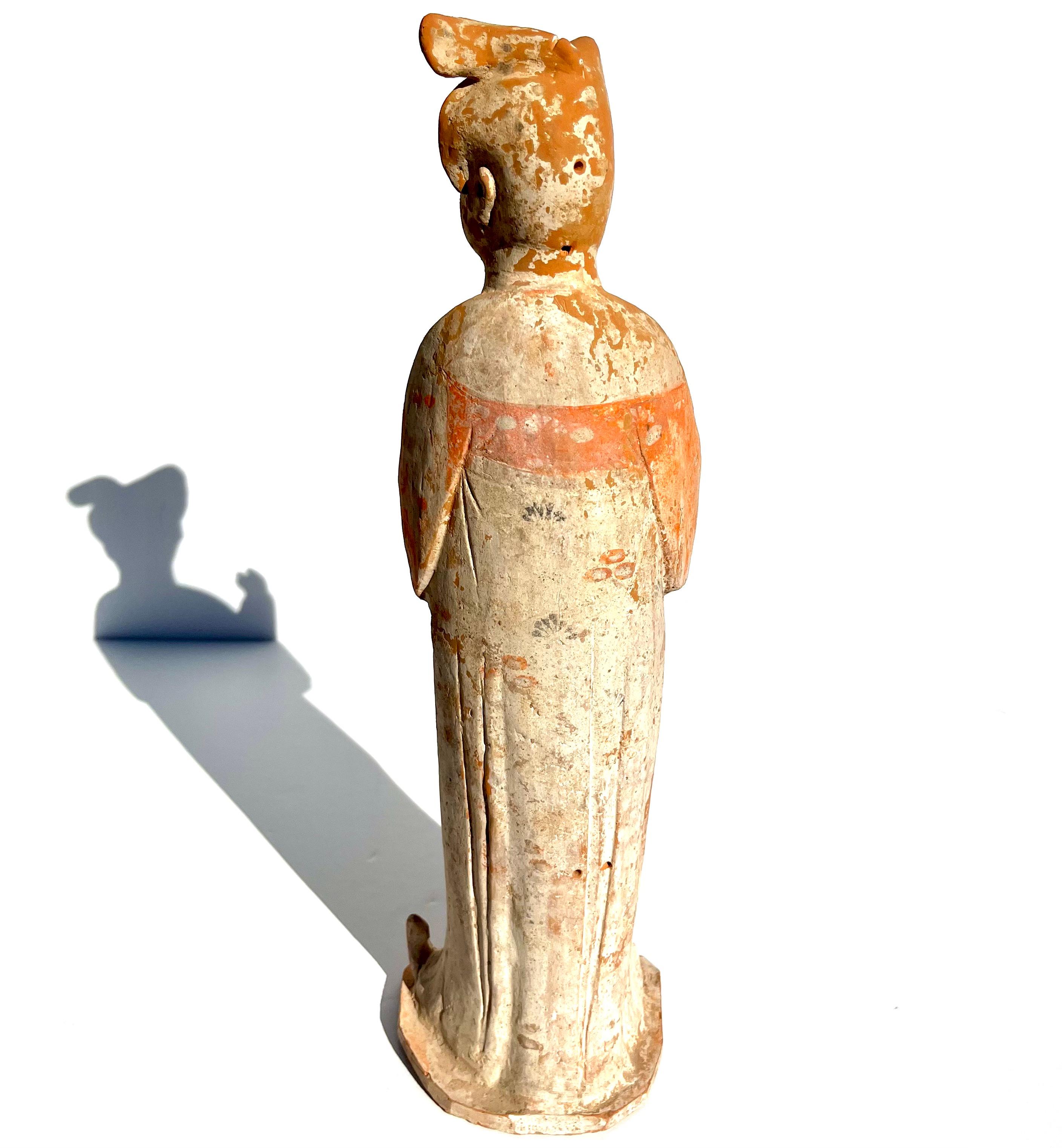Chinese Tang Dynasty Fat Courtesan Lady Pottery Figure For Sale