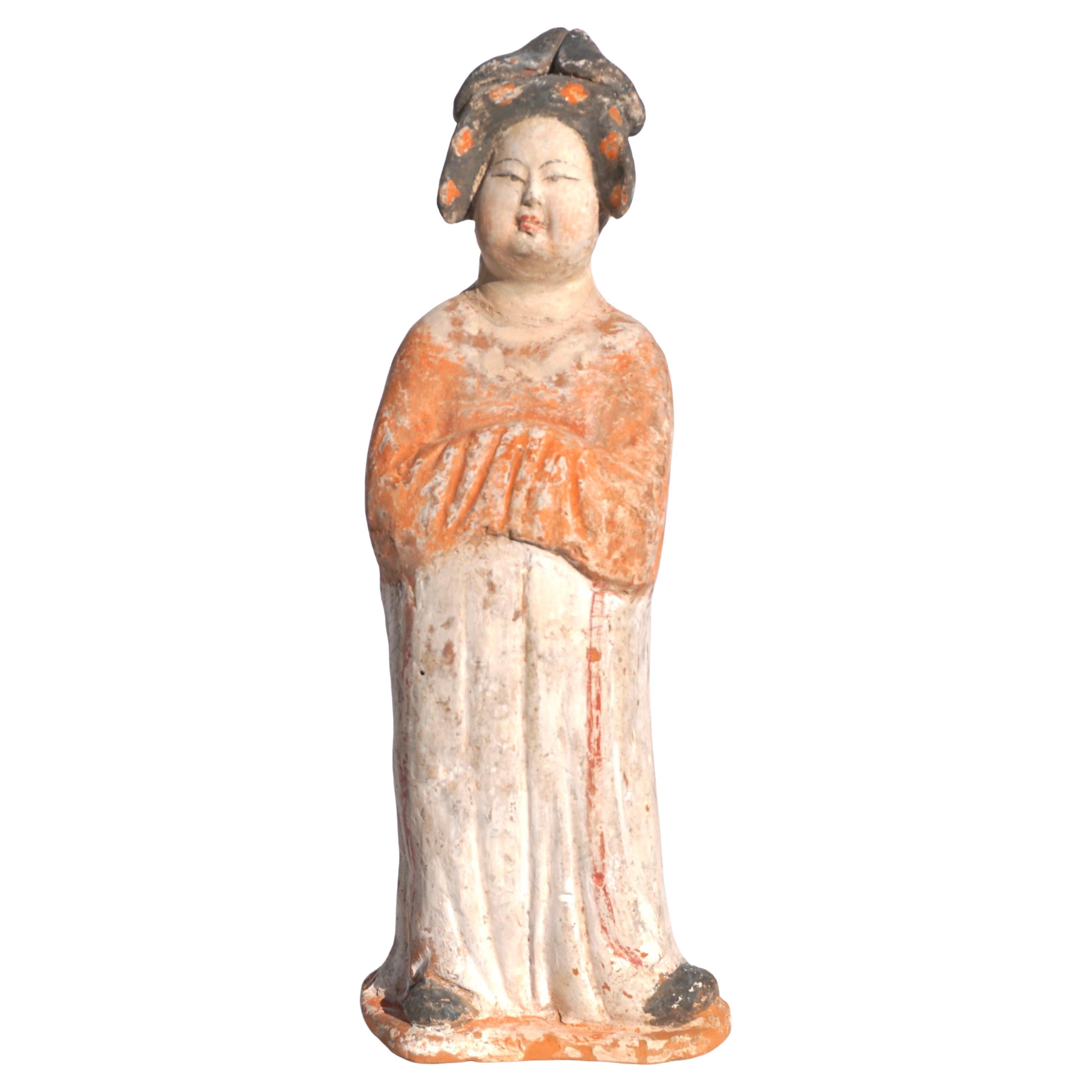 Figurine en poterie "Fat Lady" de Tang Dynasty en vente