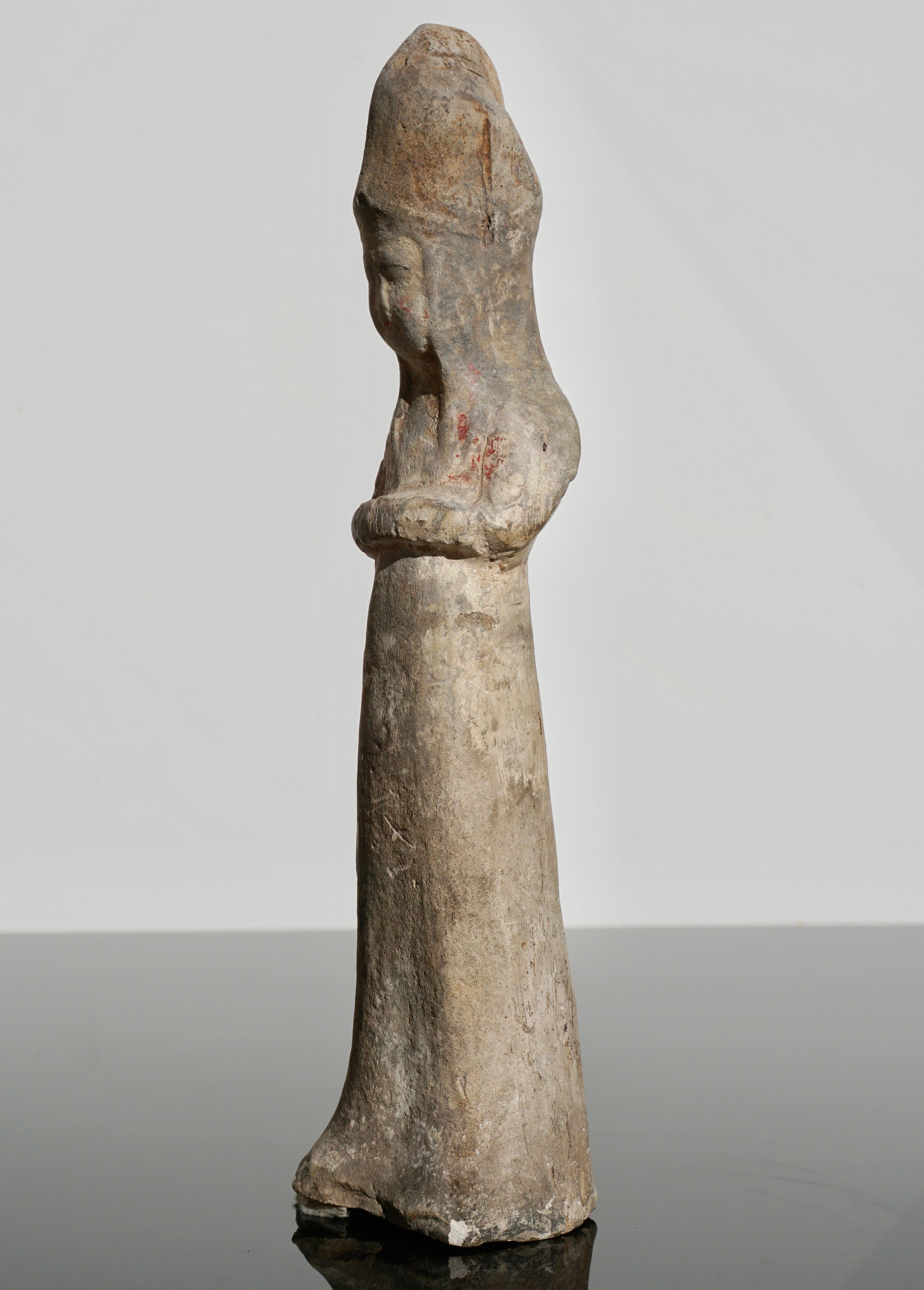 Chinese Tang Dynasty Female Figure Pottery Sculpture