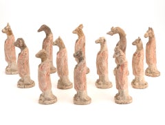 Tang Dynasty Full Set Of Painted Pottery Zodiac Figures TL tested