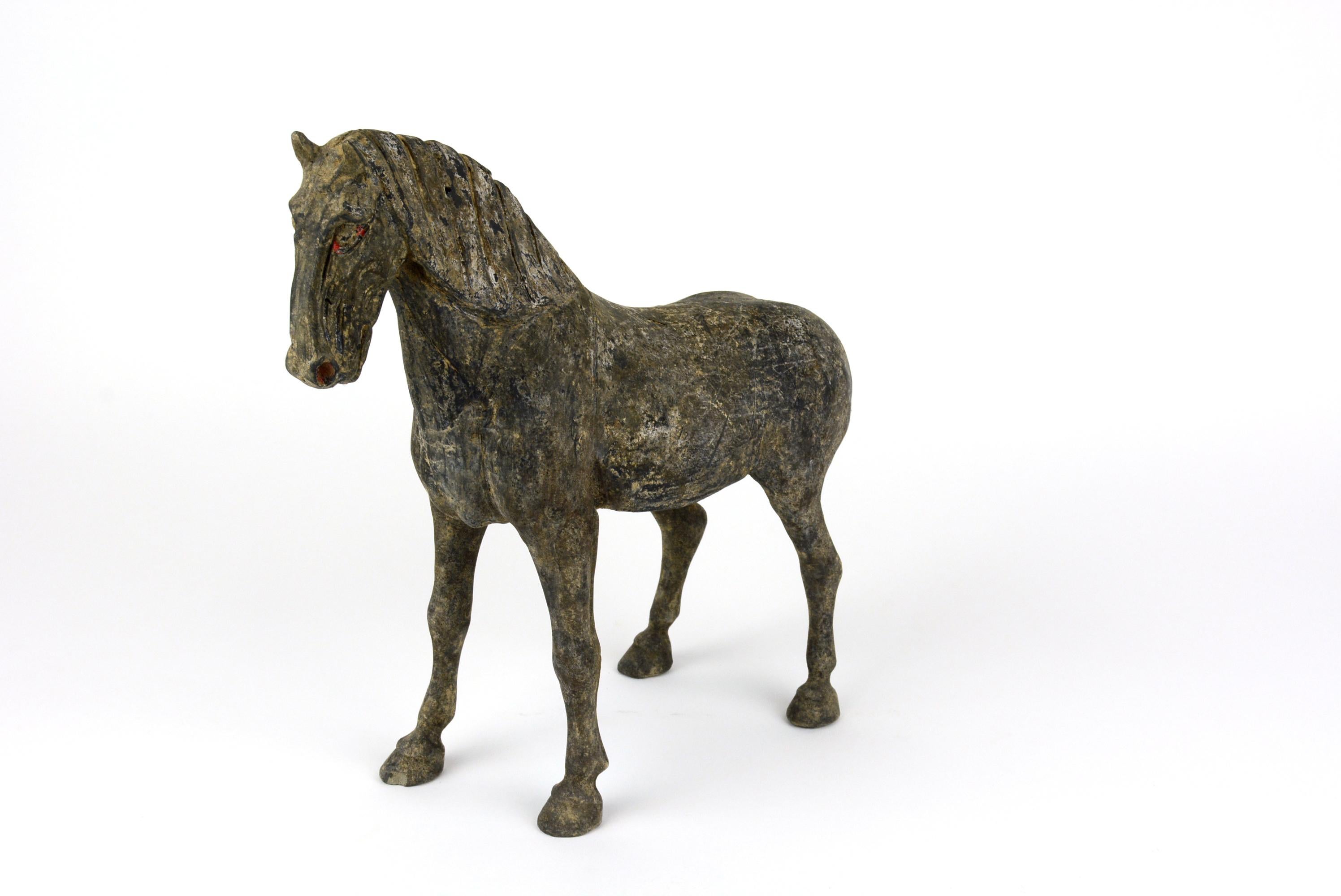Tang-Dynastie-Pferd mit abnehmbarem Reiter (Töpferwaren) im Angebot